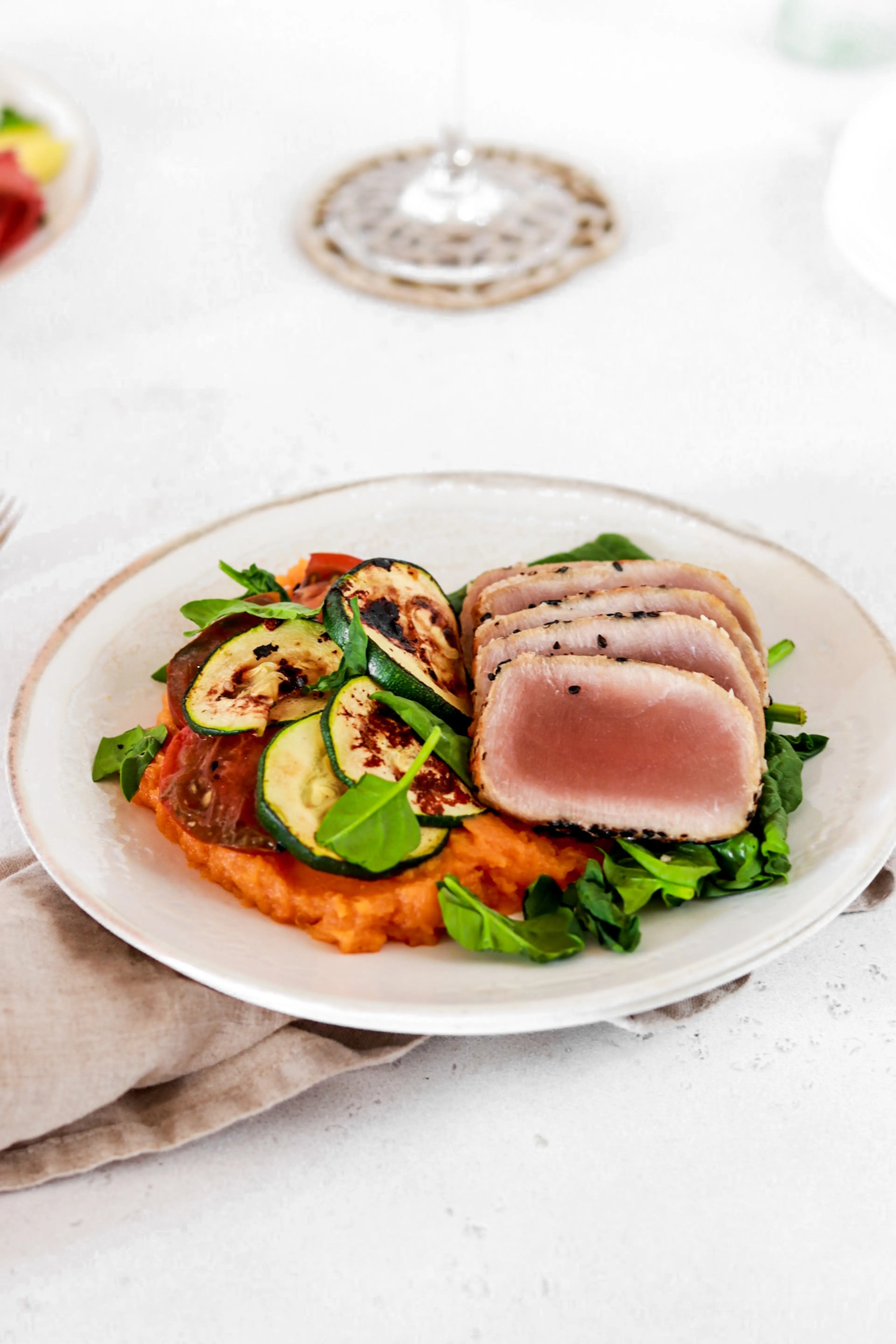 Seared Tuna Steak with Spicy Sweet Potato Mash