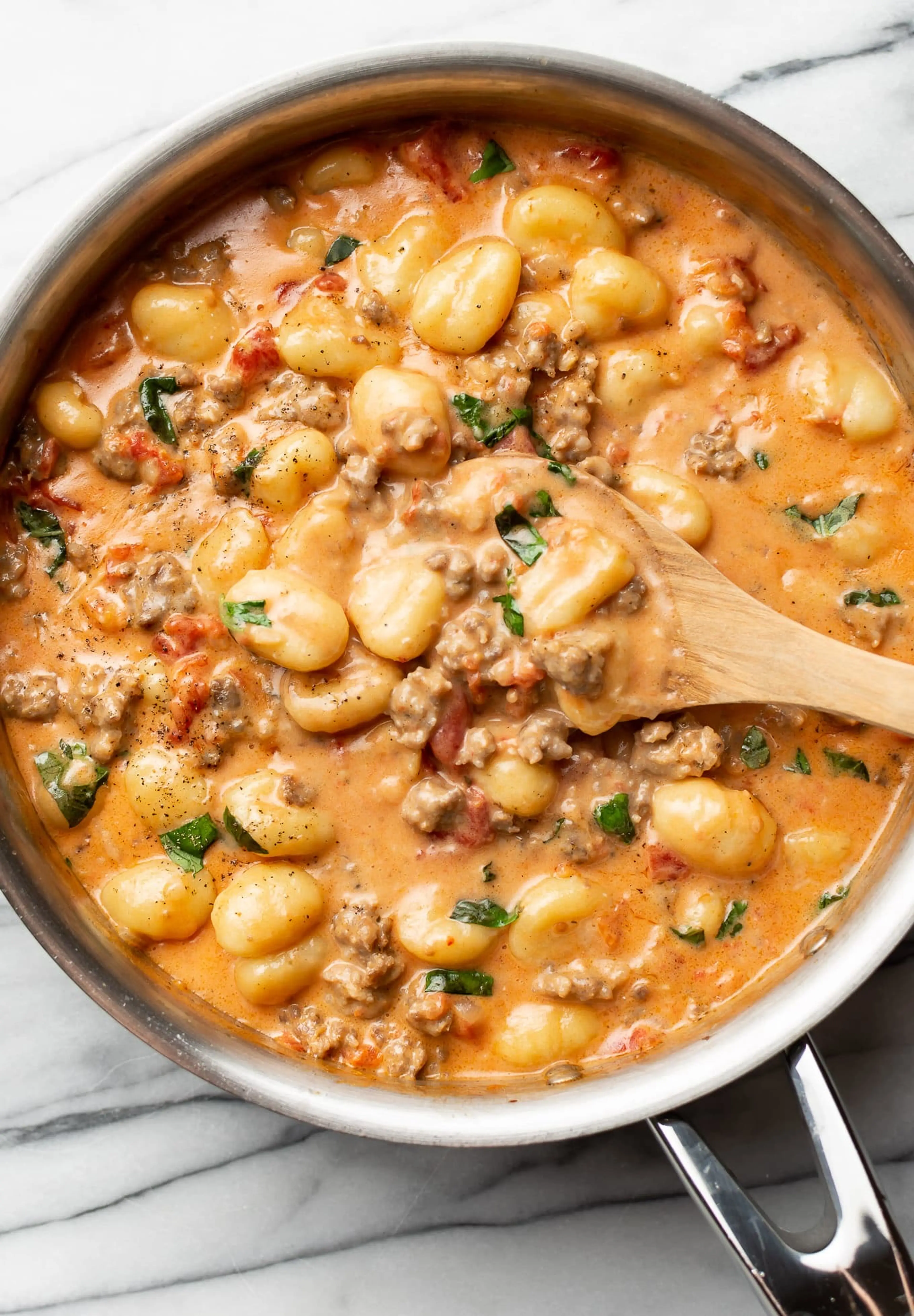 One Pan Creamy Gnocchi with Sausage