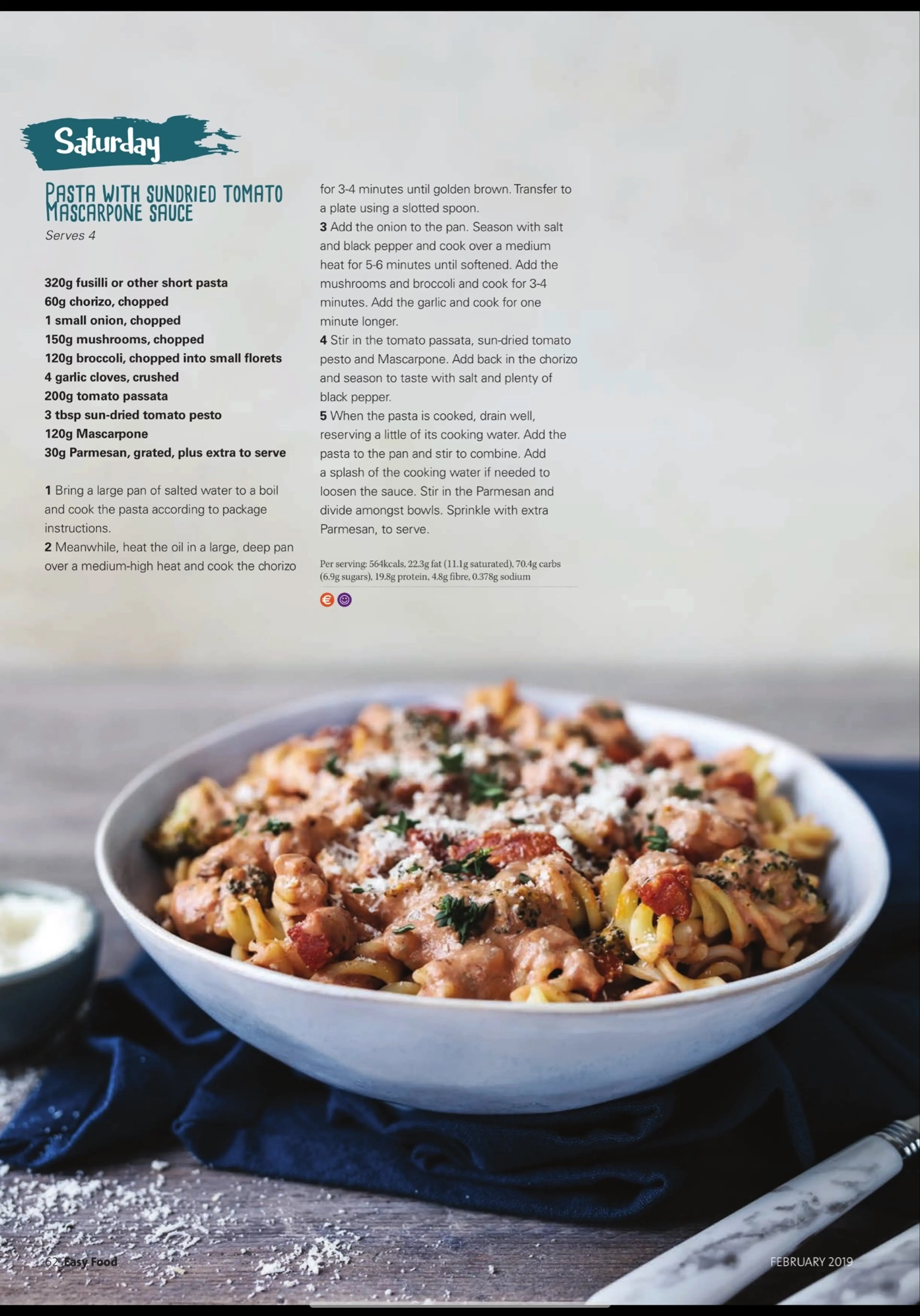 PASTA WITH SUNDRIED TOMATO MASCARPONE SAUCE