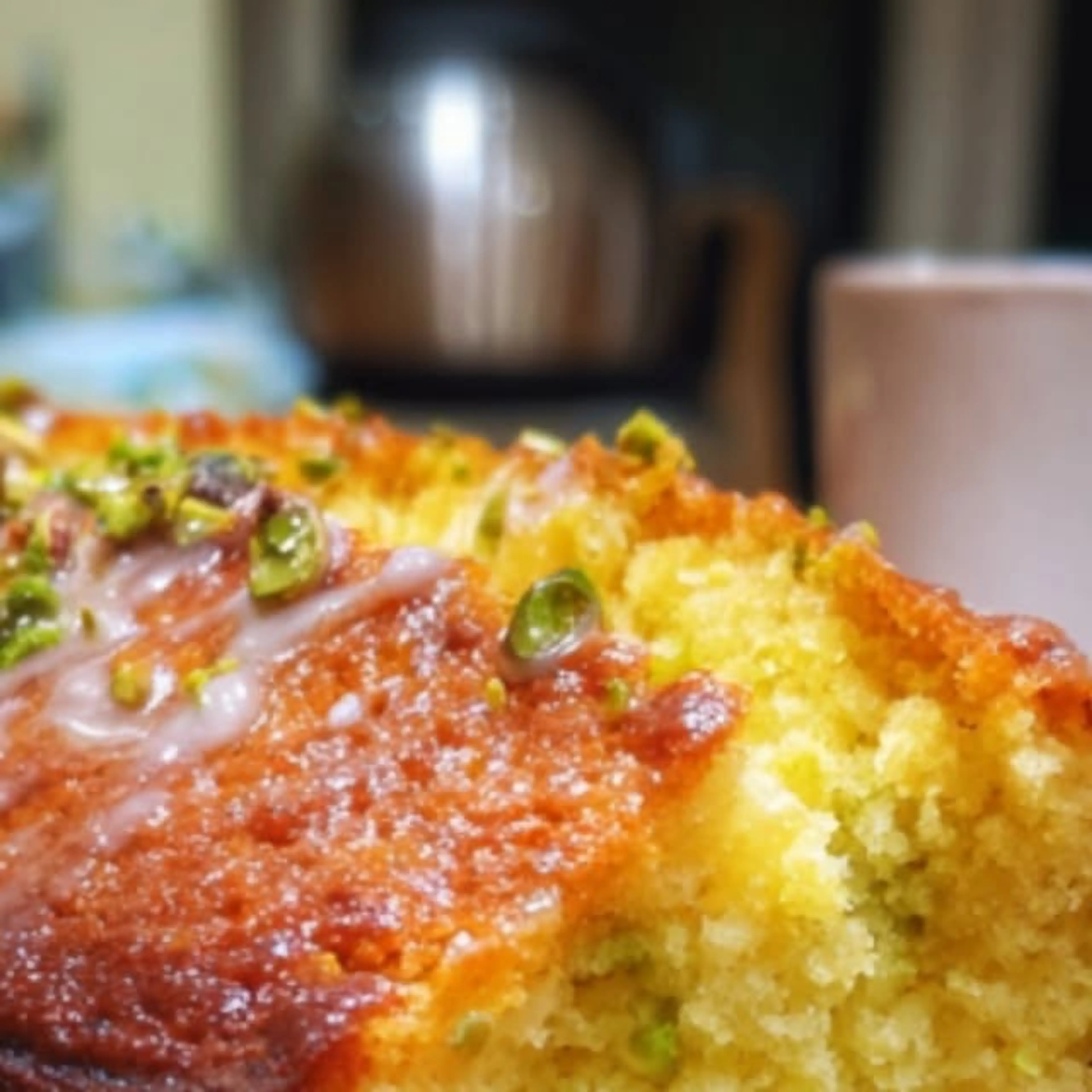 Lemon and Pistachio Drizzle Cake
