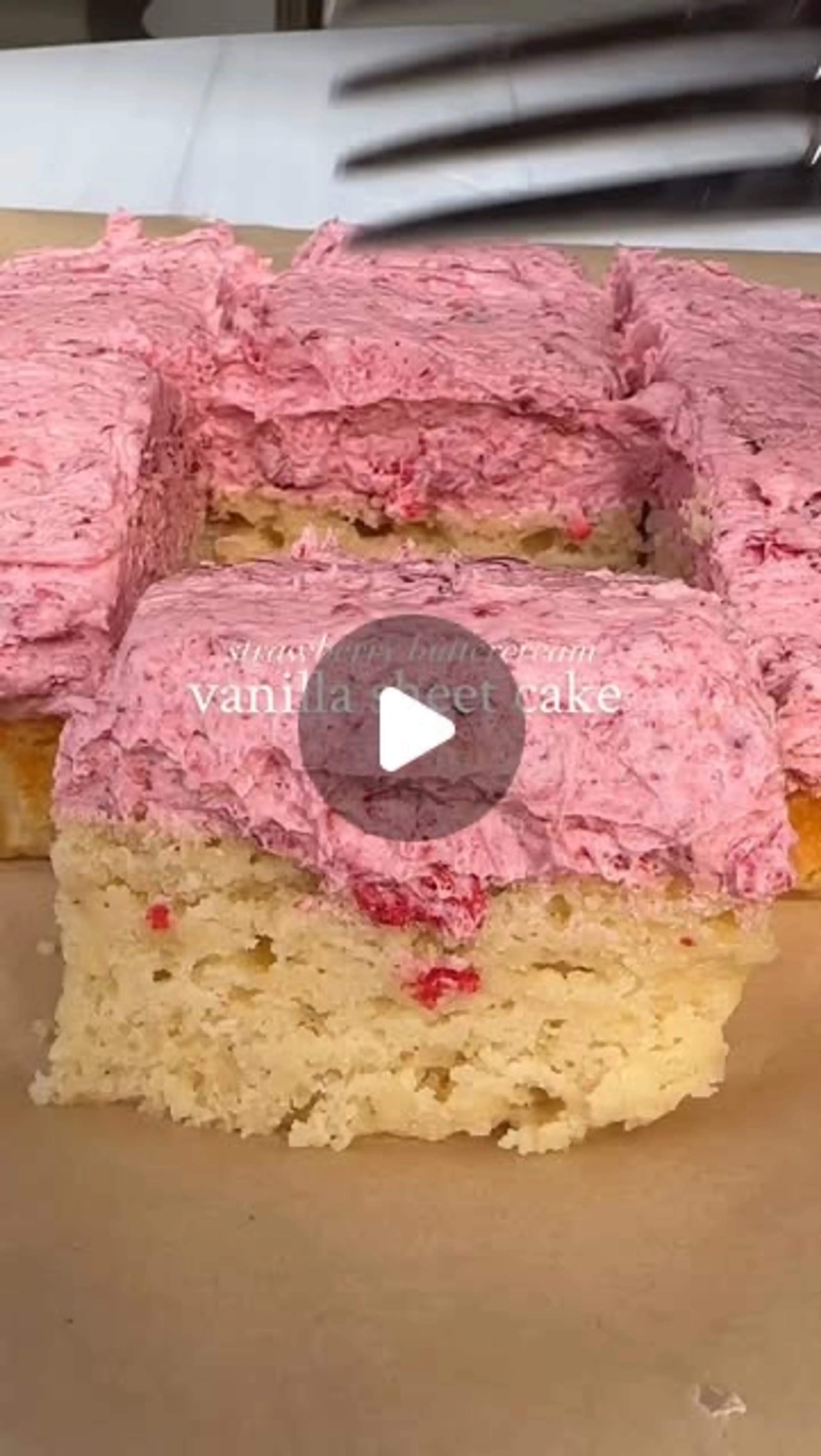 Vanilla Sheet Cake with Strawberry Frosting