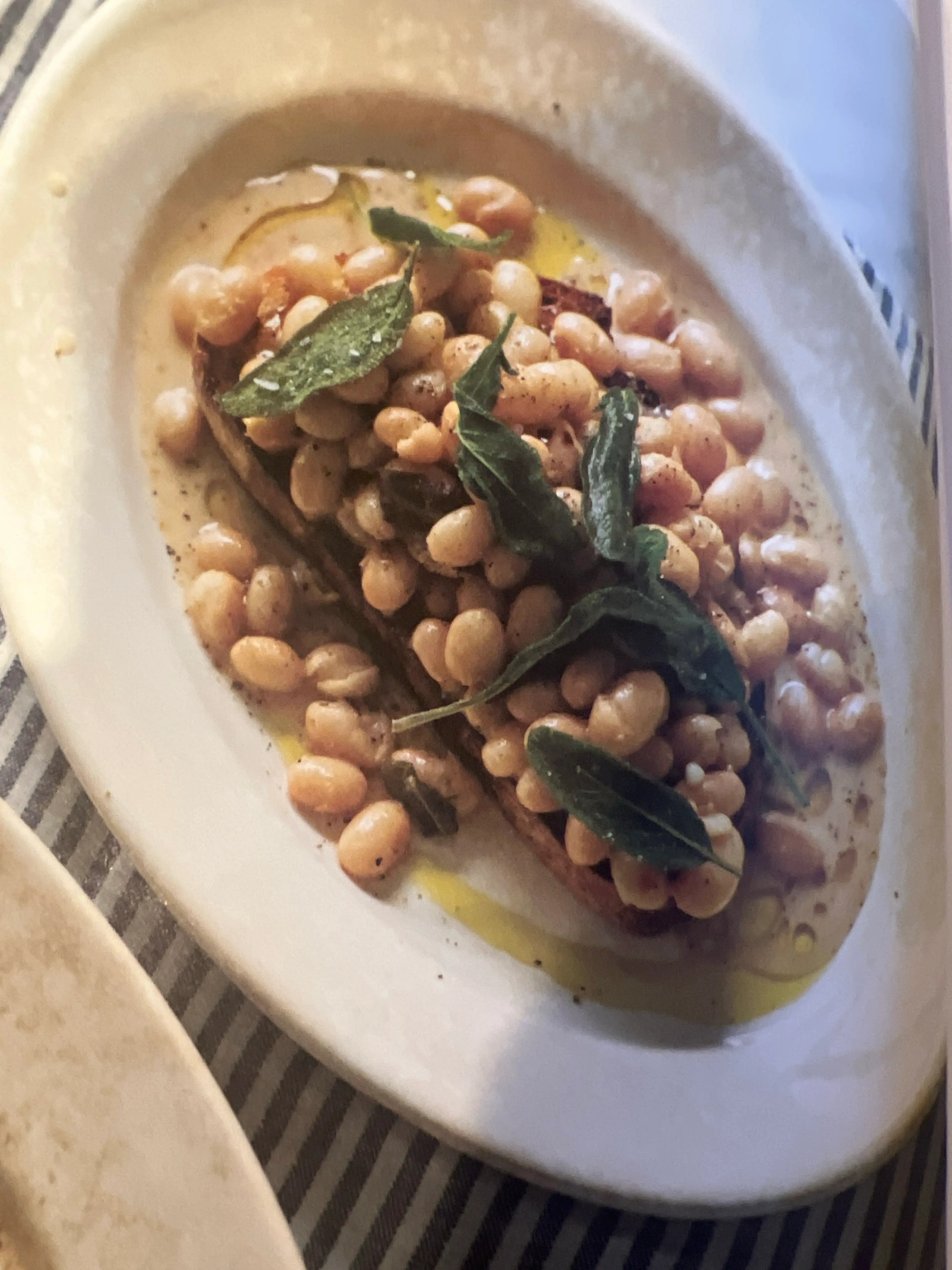 Mayocoba Beans on Toast with Anchovy, Sage, and Crème Fraîch