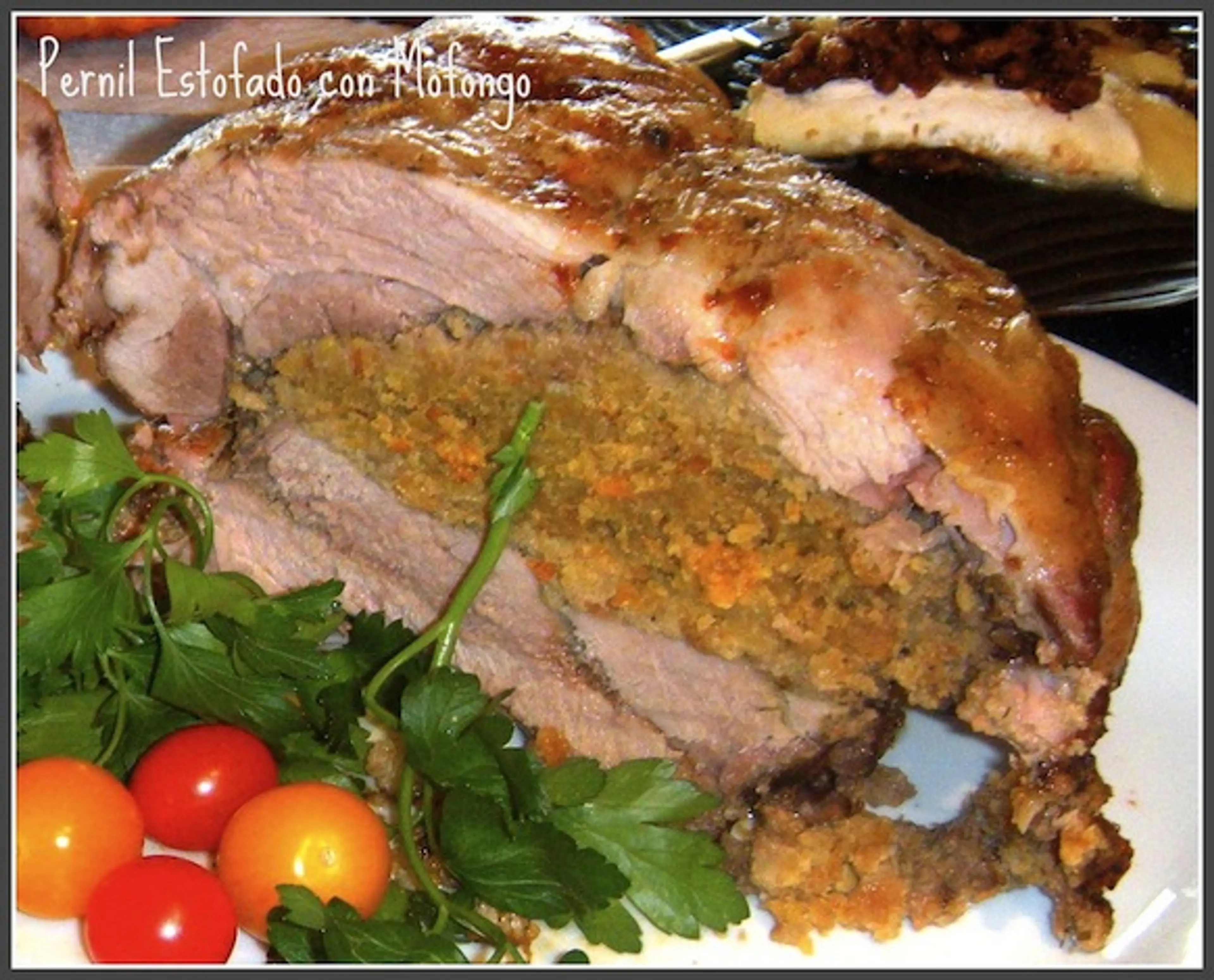Pernil Estofado con Mofongo (Roast Pork Stuffed with Green M