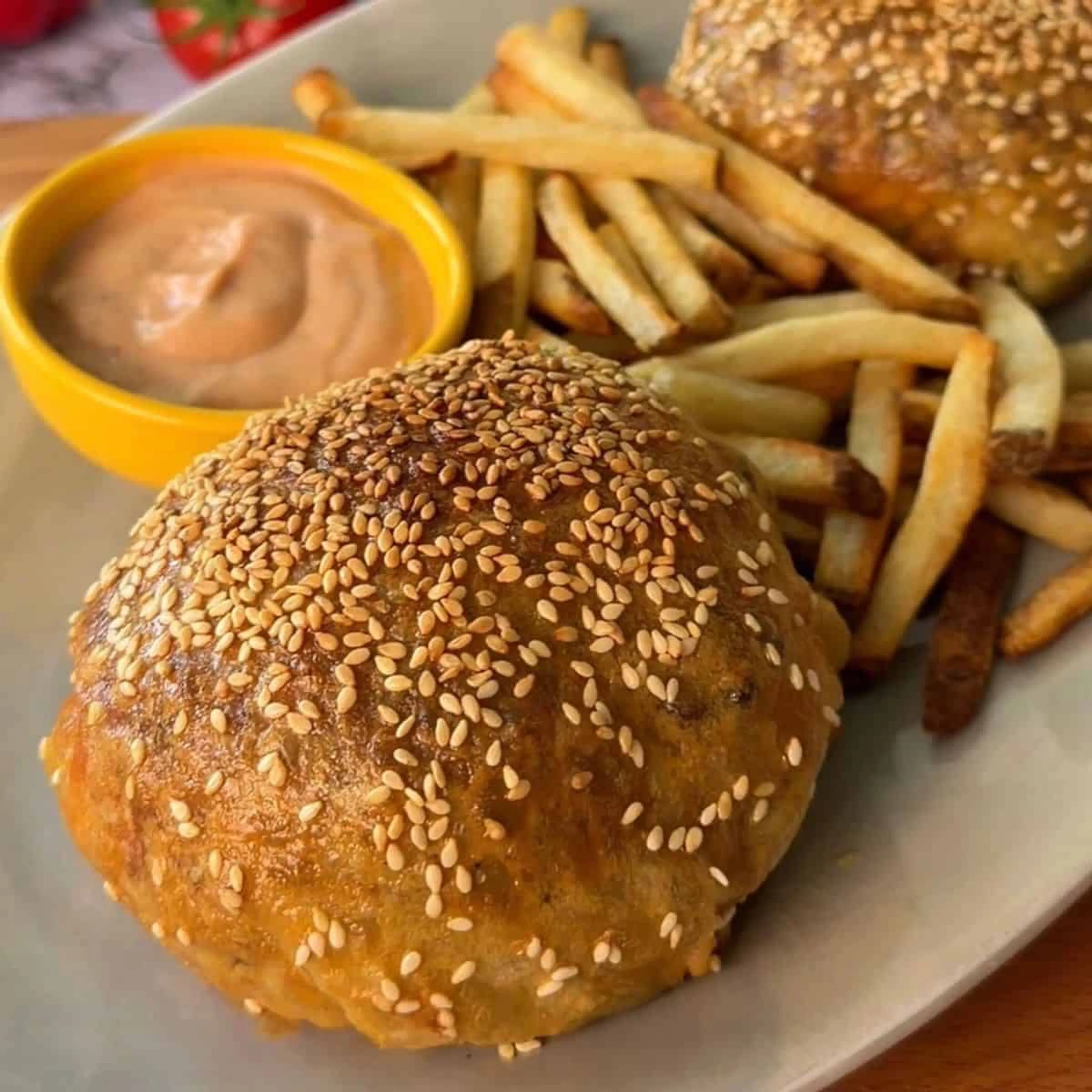 Rice Paper Cheeseburger Wellington with Crispy Fries