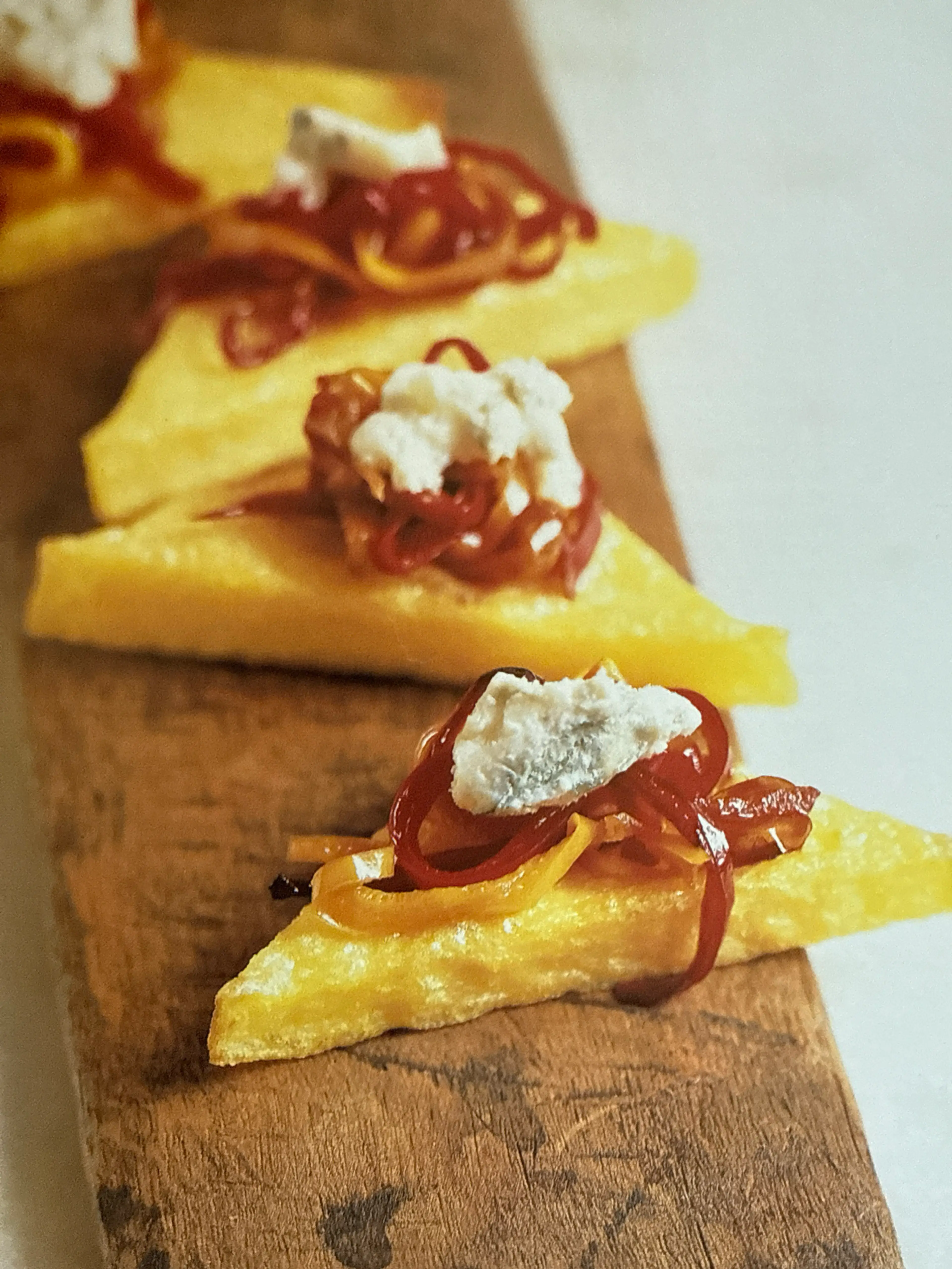 Polenta Triangles with Peppers and Gorgonzola