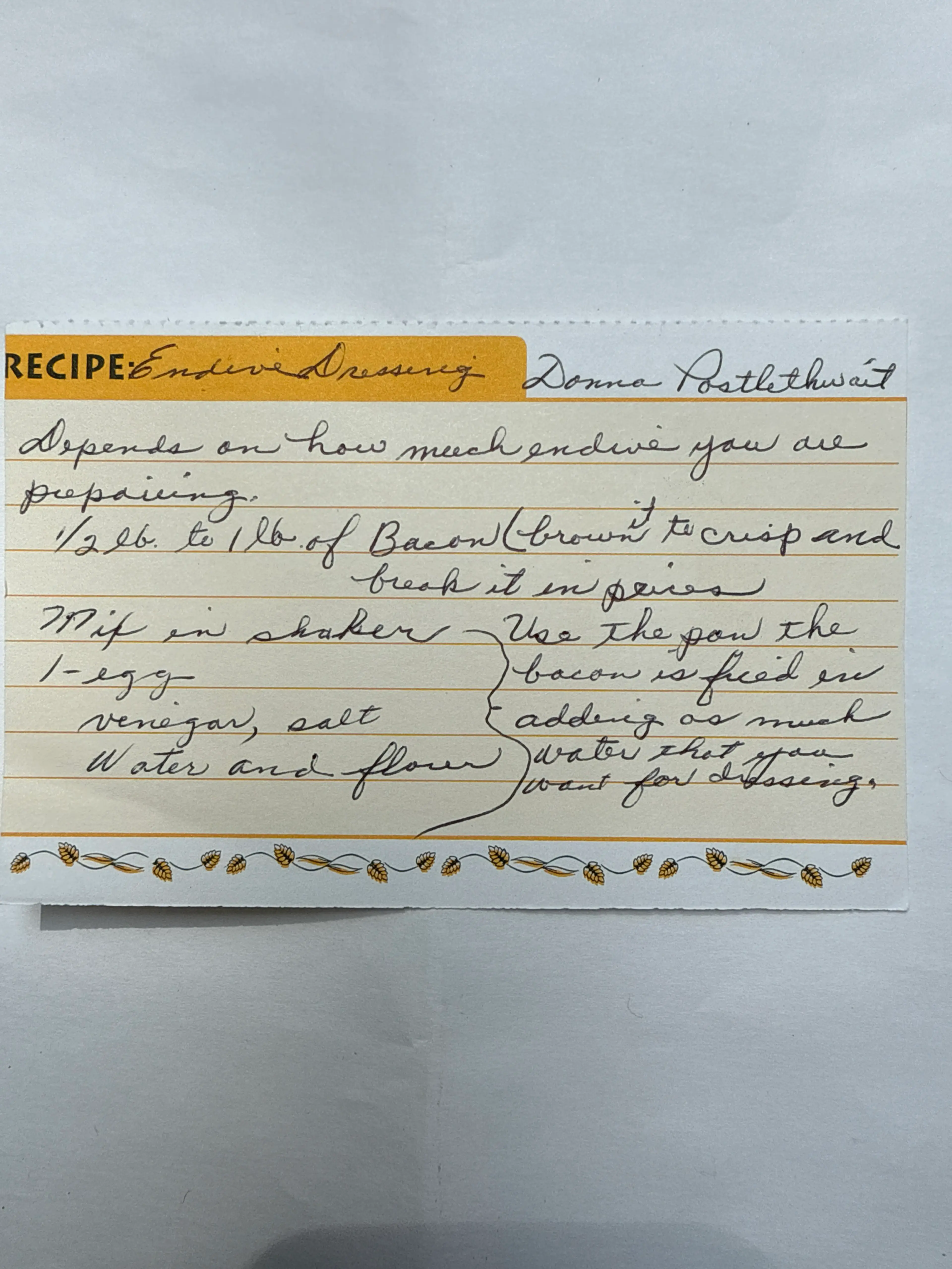 Endive Dressing