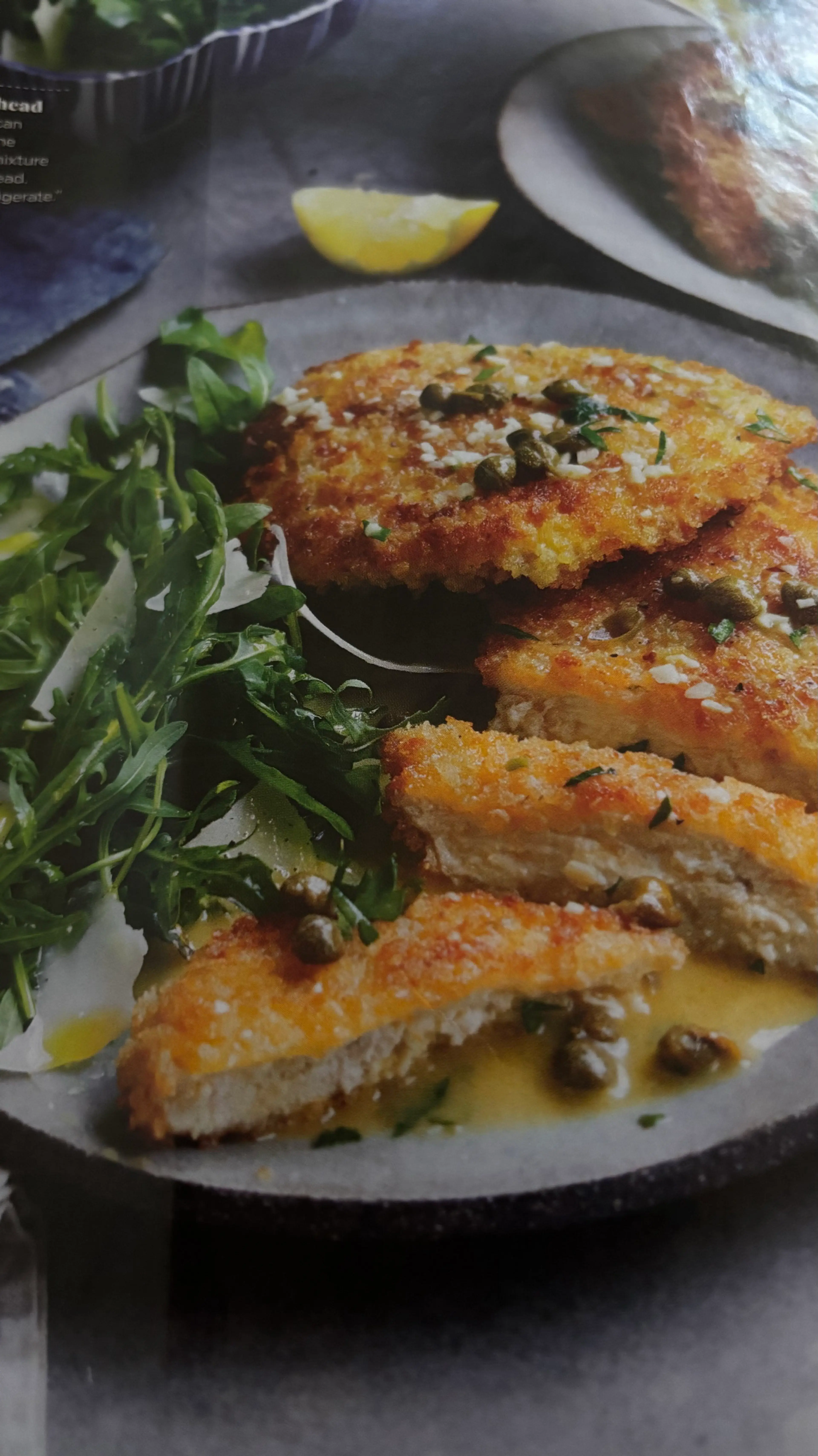 Chicken piccata with rocket & parmesan Serves