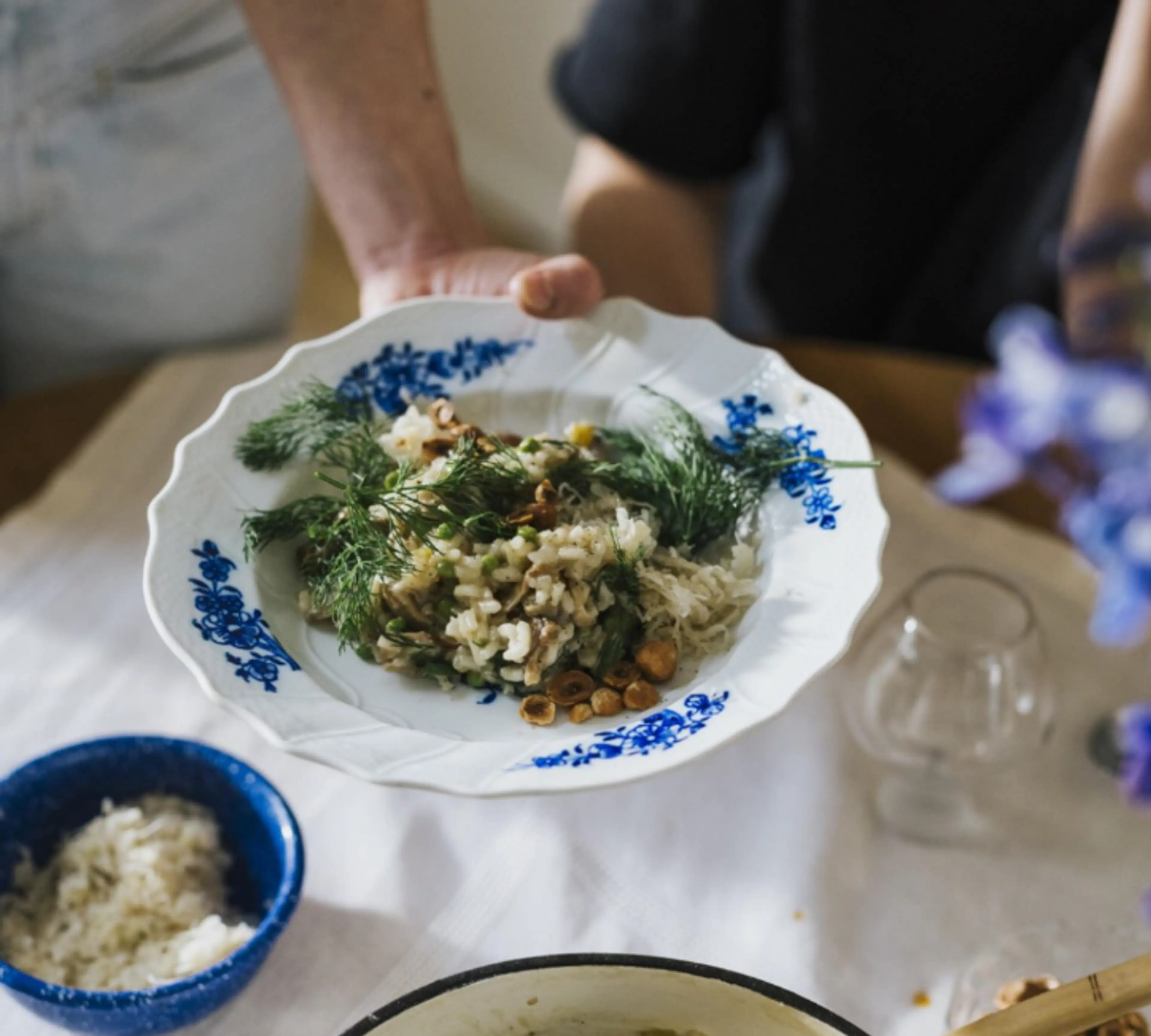 Risotto met shittake, erwtjes, citroen en zuurkool