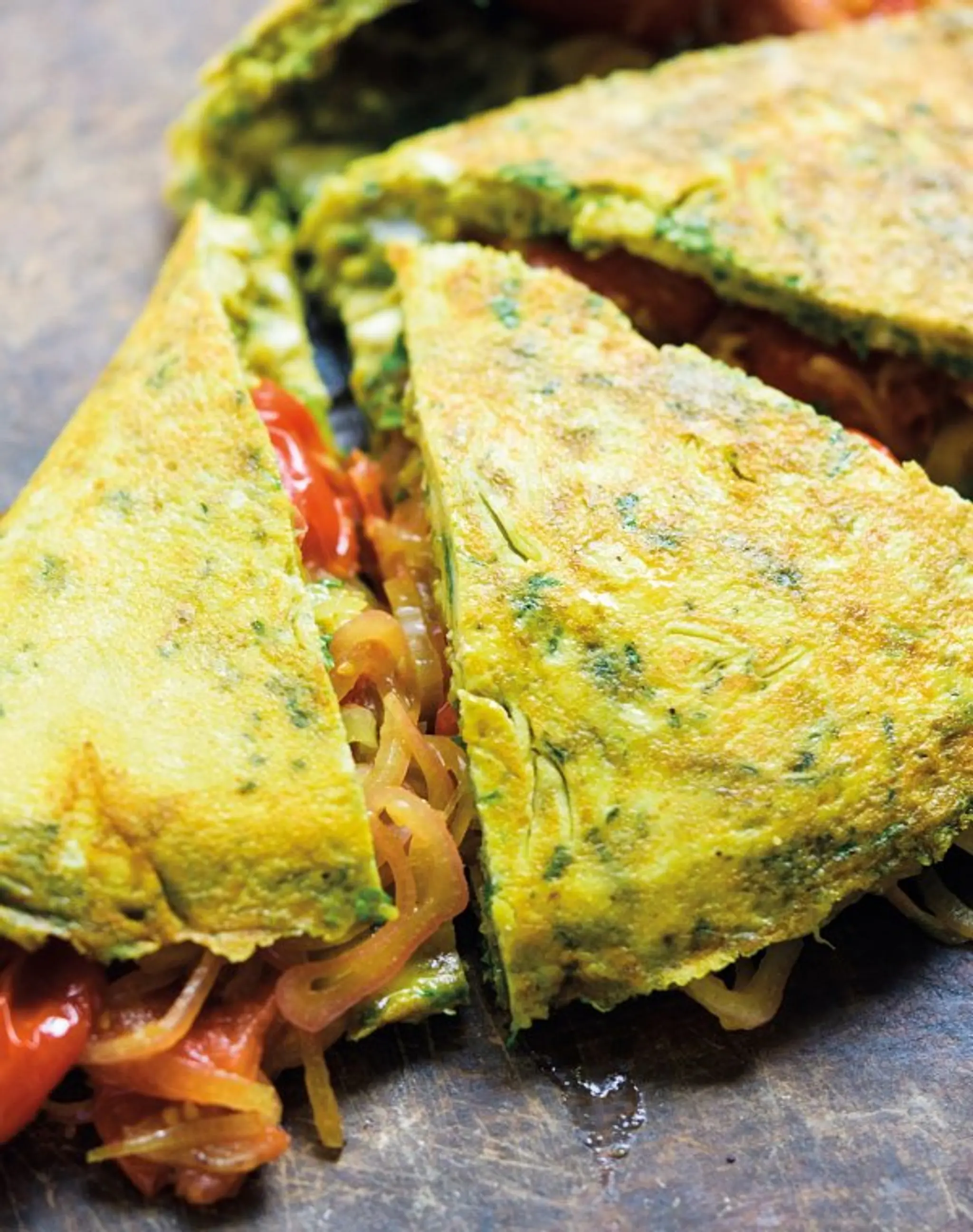 Cilantro-Tomato Omelet with Turmeric Butter
