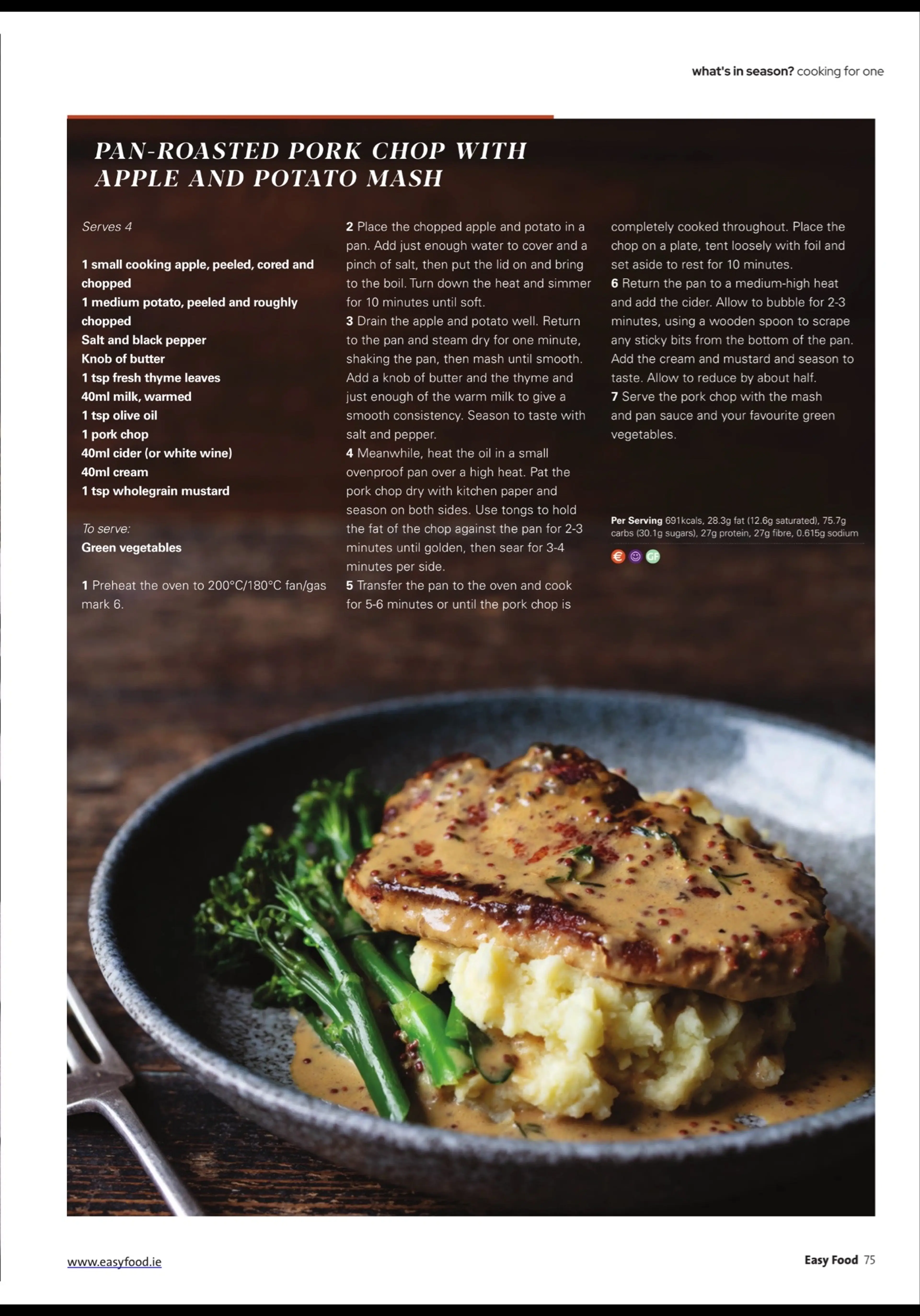 PAN-ROASTED PORK CHOP WITH APPLE AND POTATO MASH