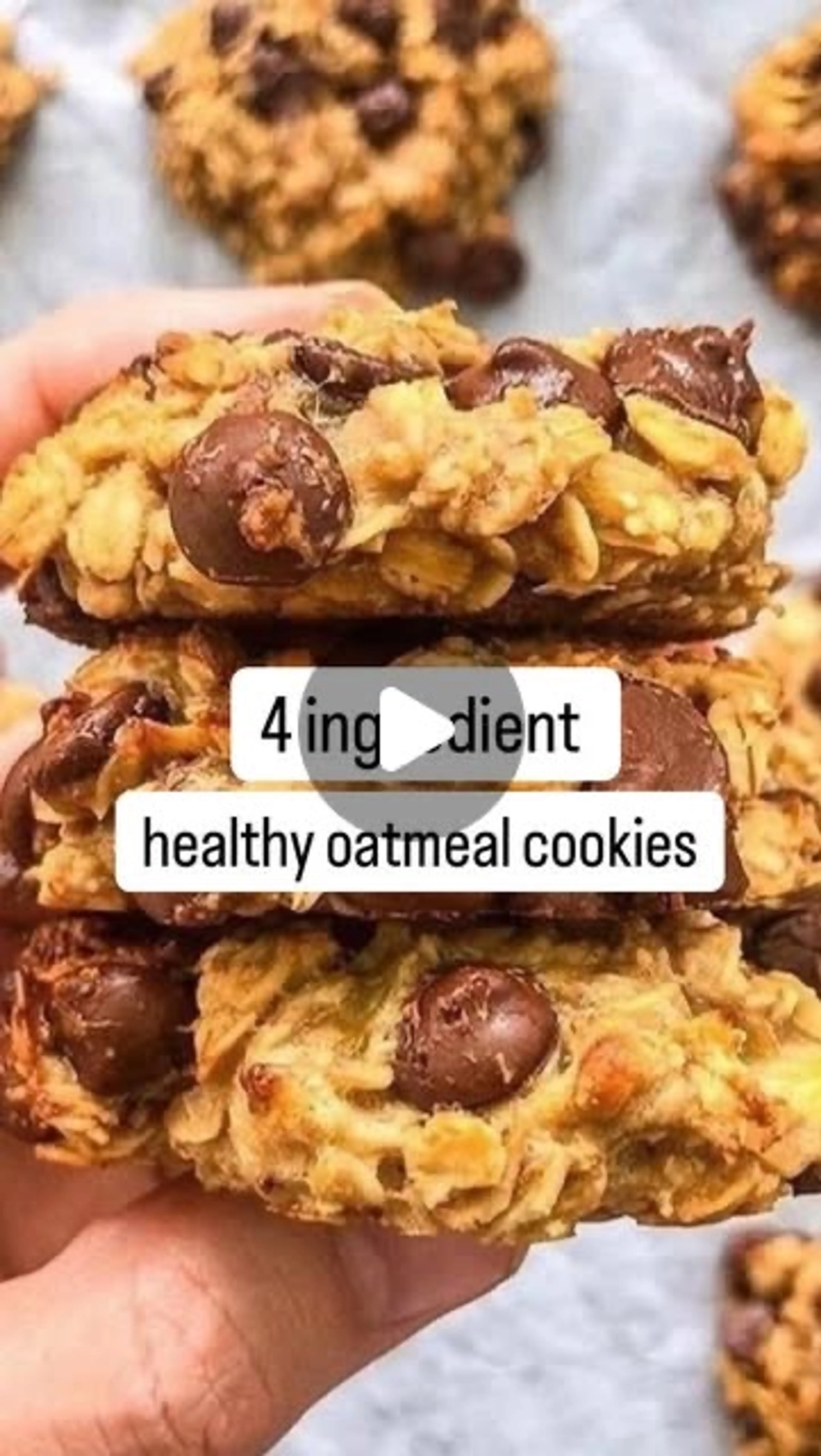 4 Ingredients - Healthy Oatmeal  Chocolate Chip Cookies