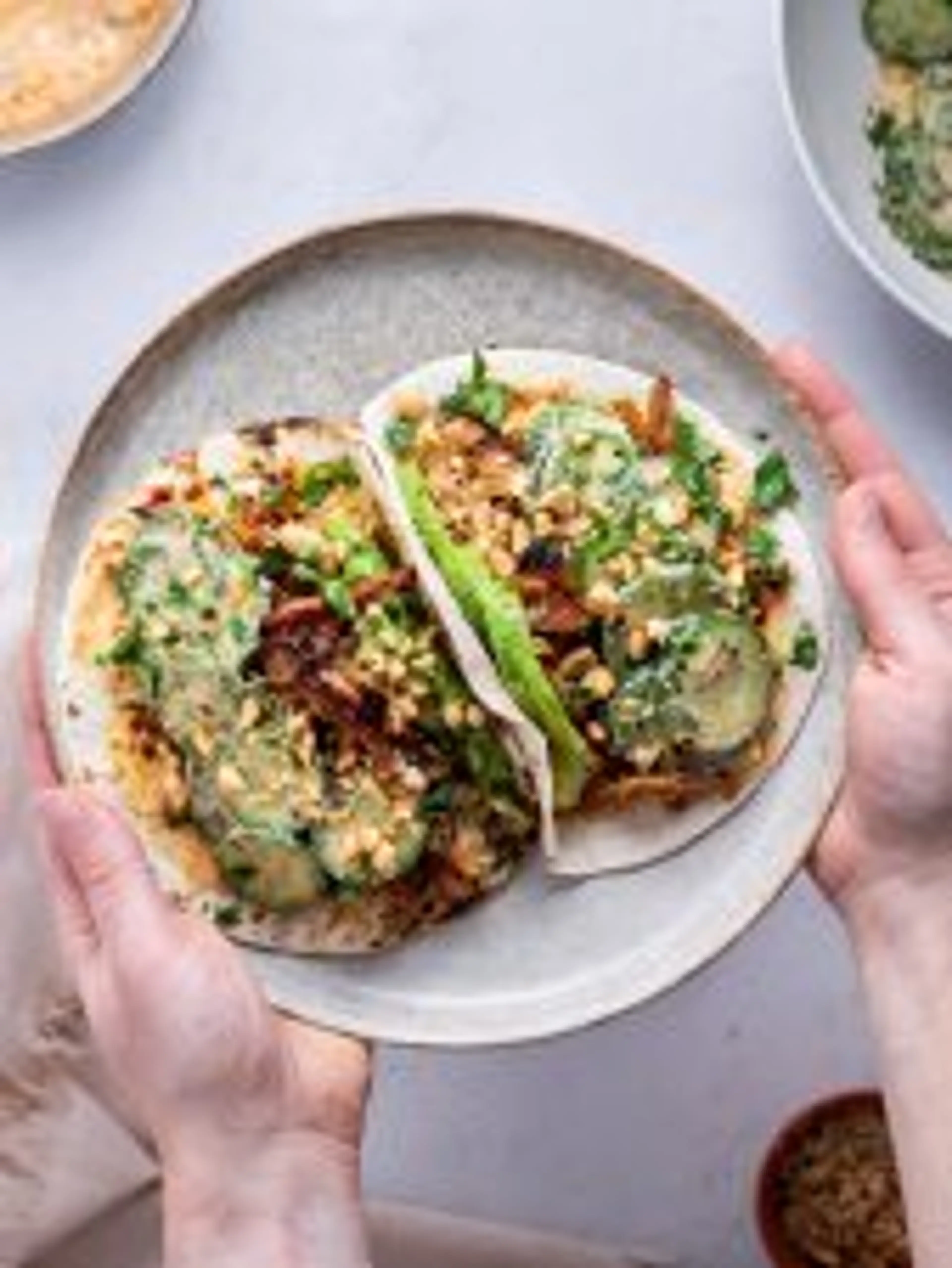 Teriyaki Chicken Tacos with creamy sesame cucumbers