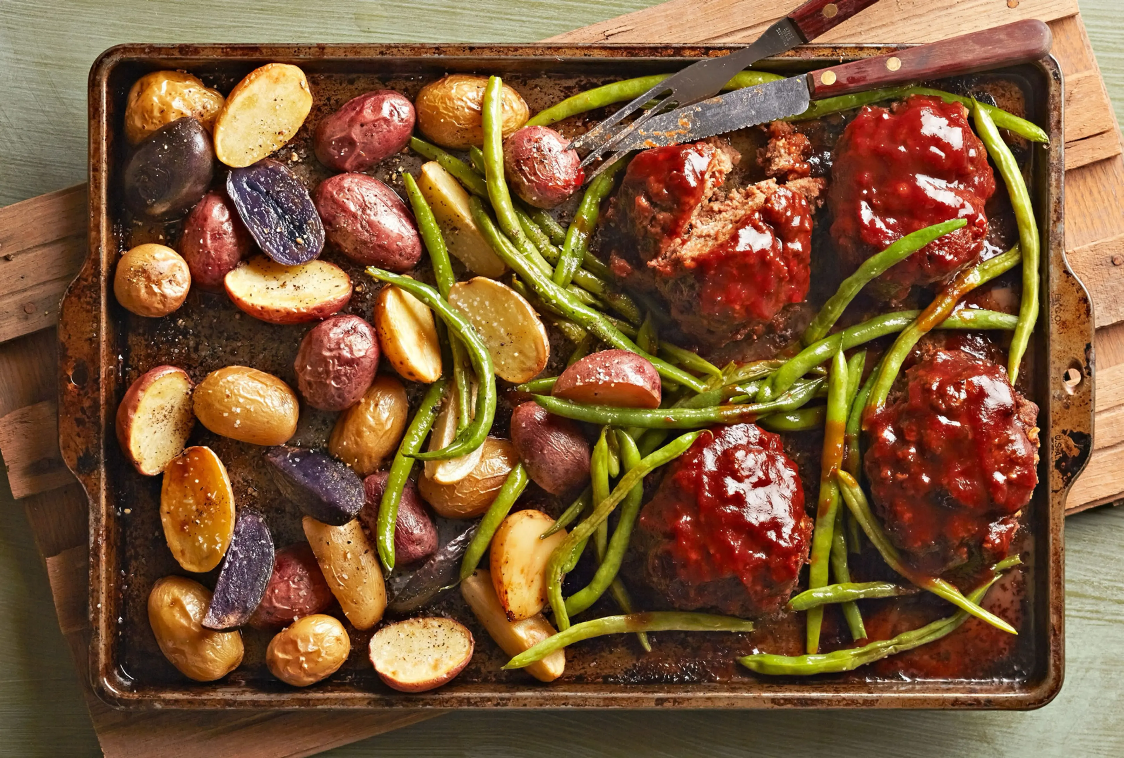 Mini Meatloaves, Green Beans, and Potatoes