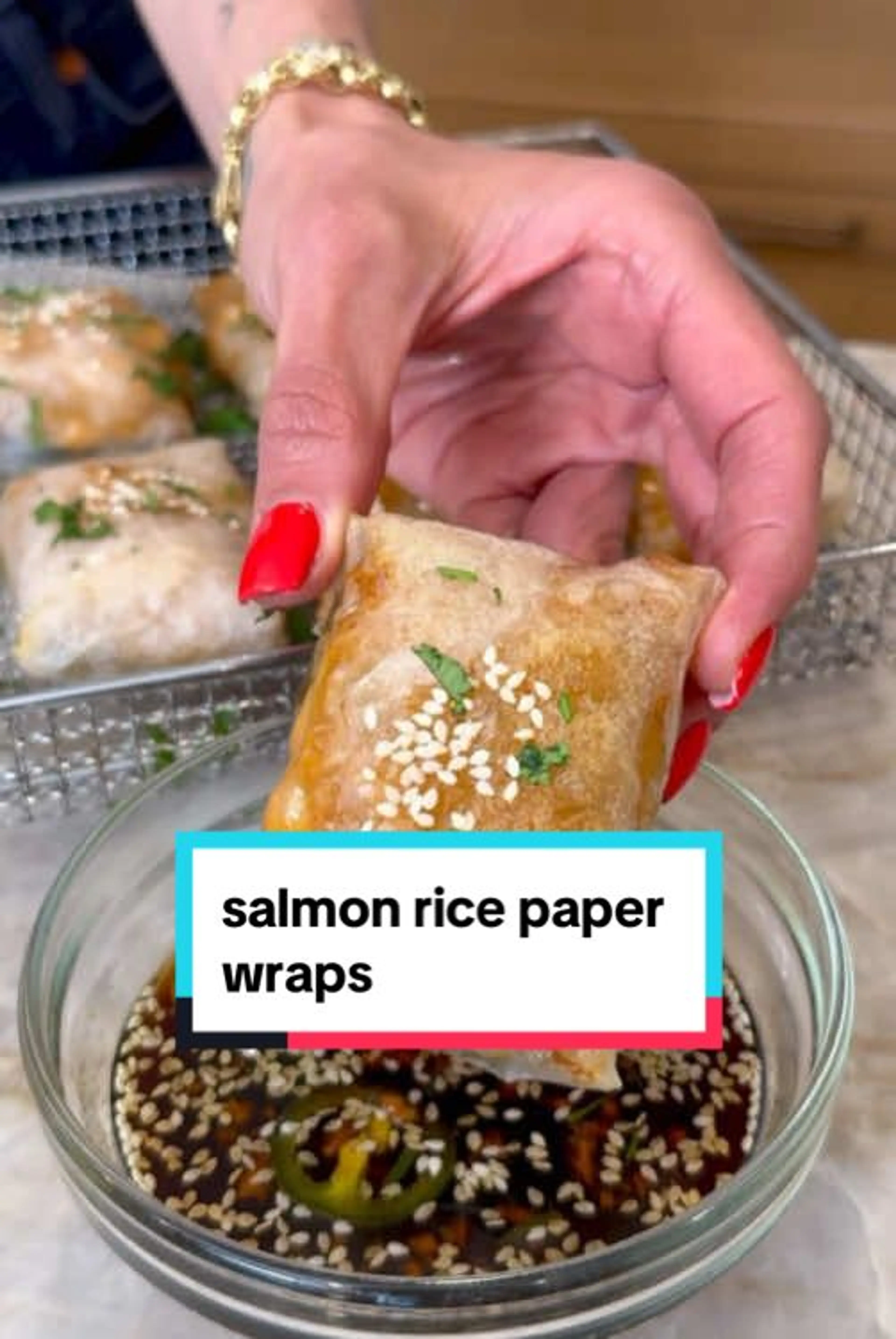 Air Fryer Salmon Rice Paper Wraps