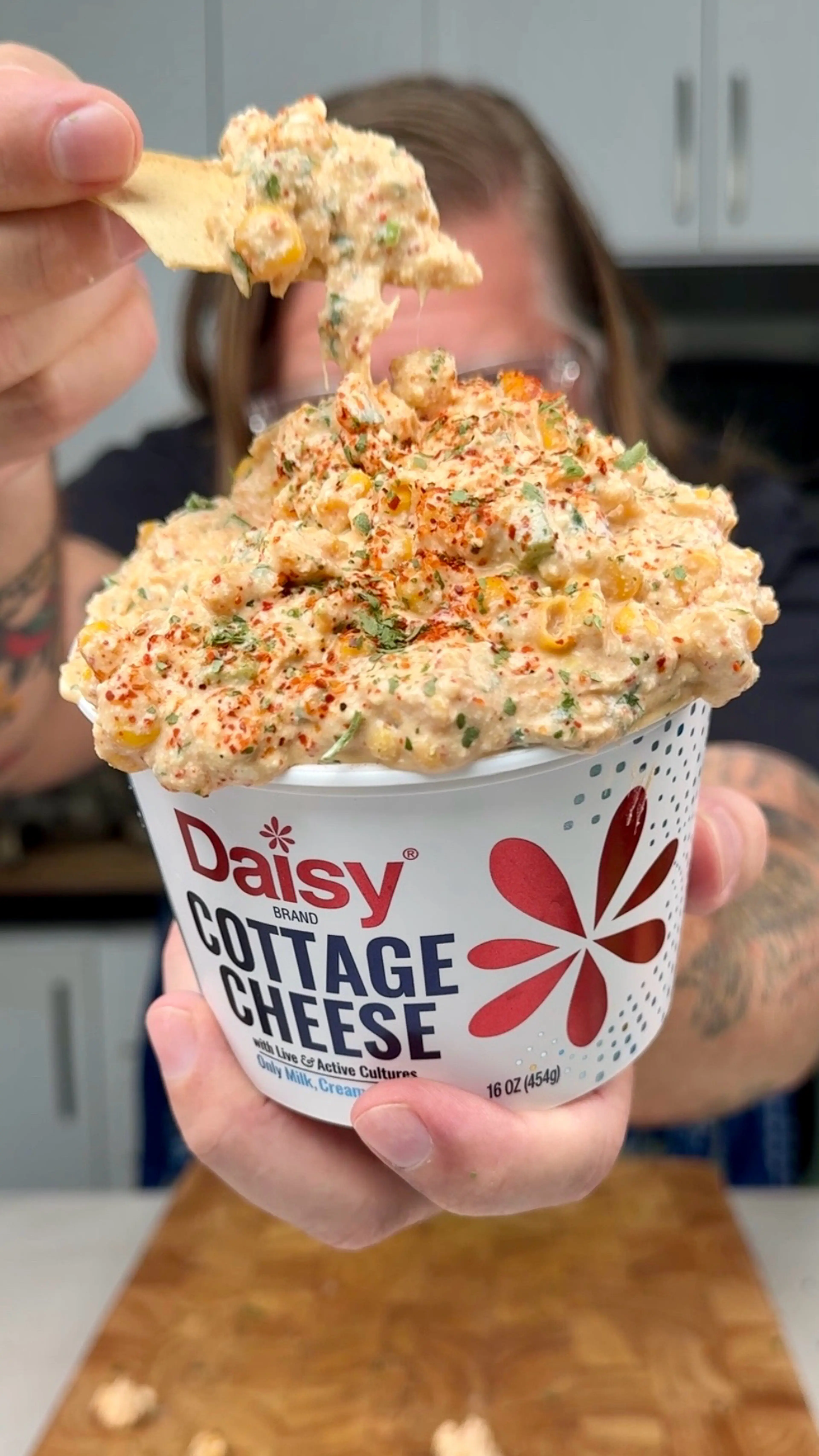 High Protein Cottage Cheese Chicken Elote Dip