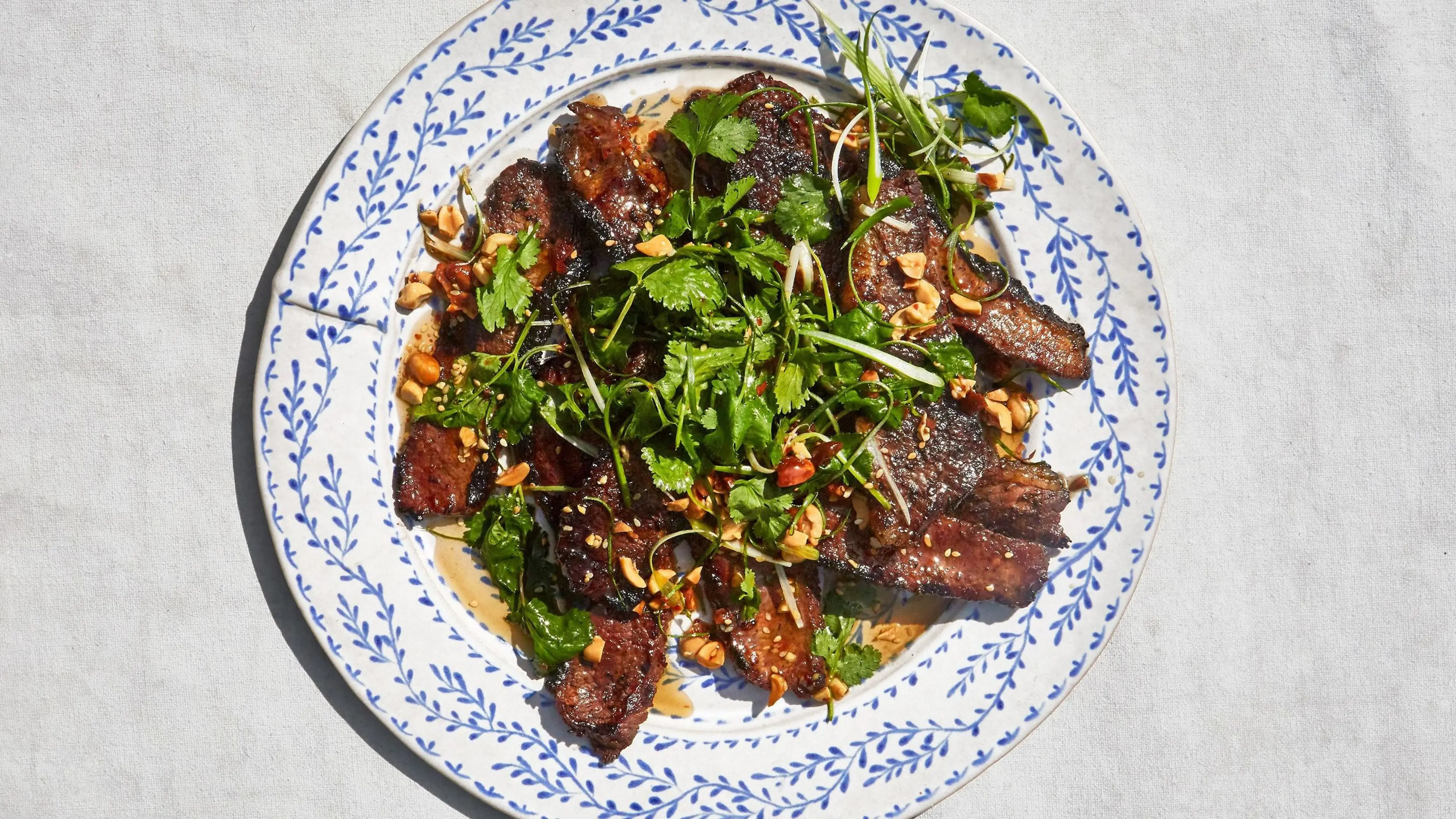 Grilled Brisket with Scallion-Peanut Salsa