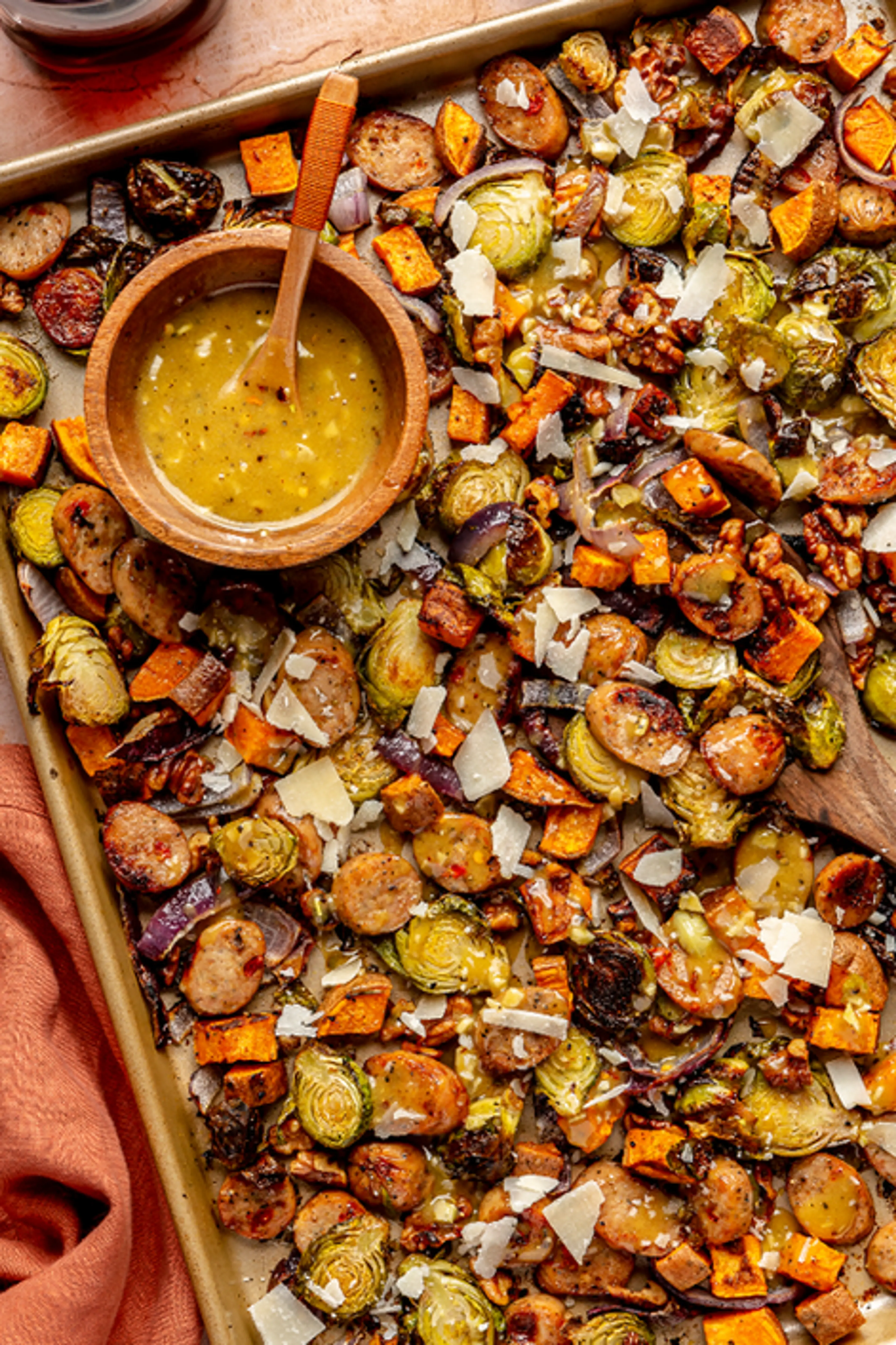 Fall Veggie Sheet Pan Dinner with Maple Mustard Sauce
