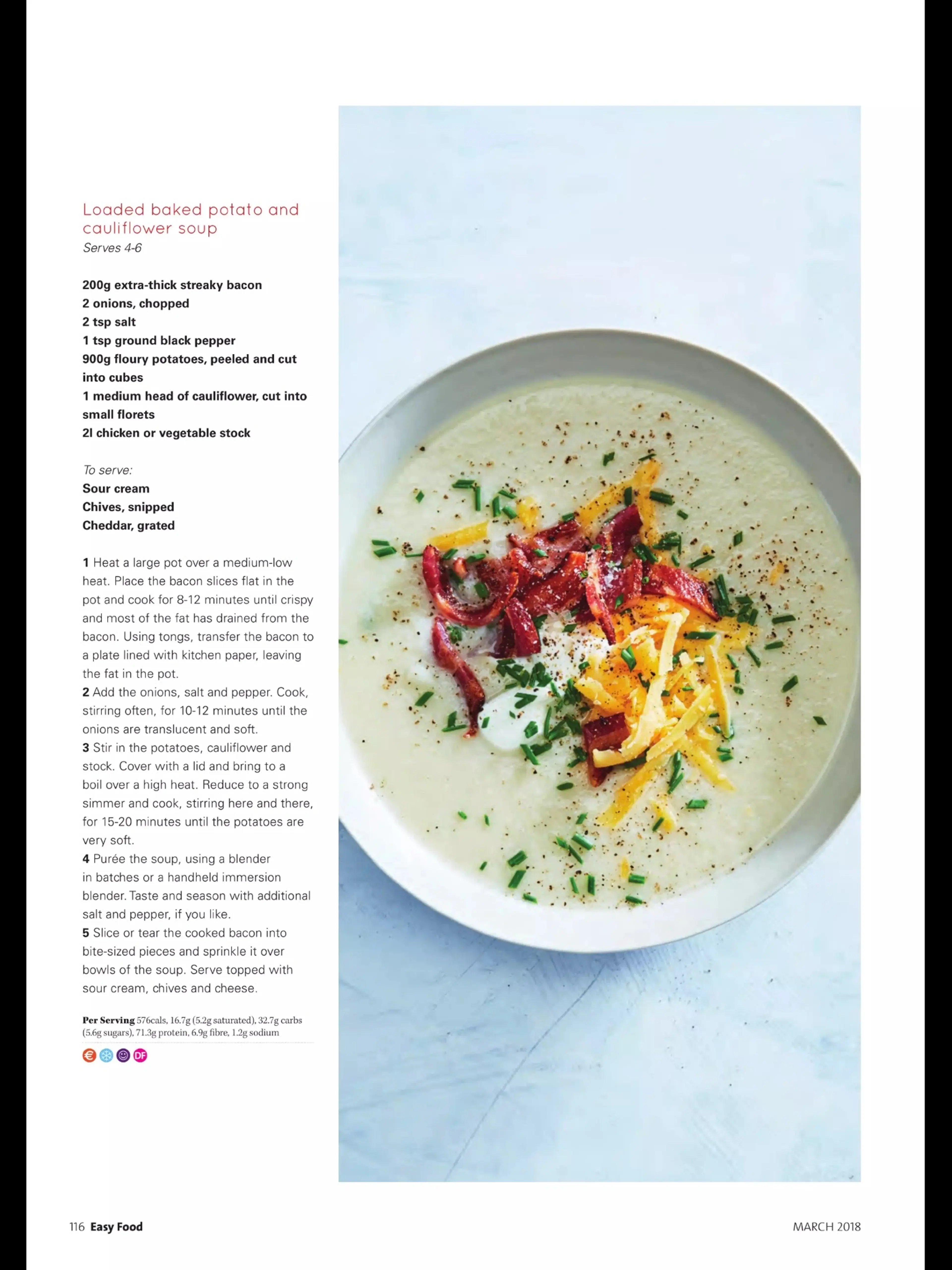 Loaded baked potato and cauliflower Soup