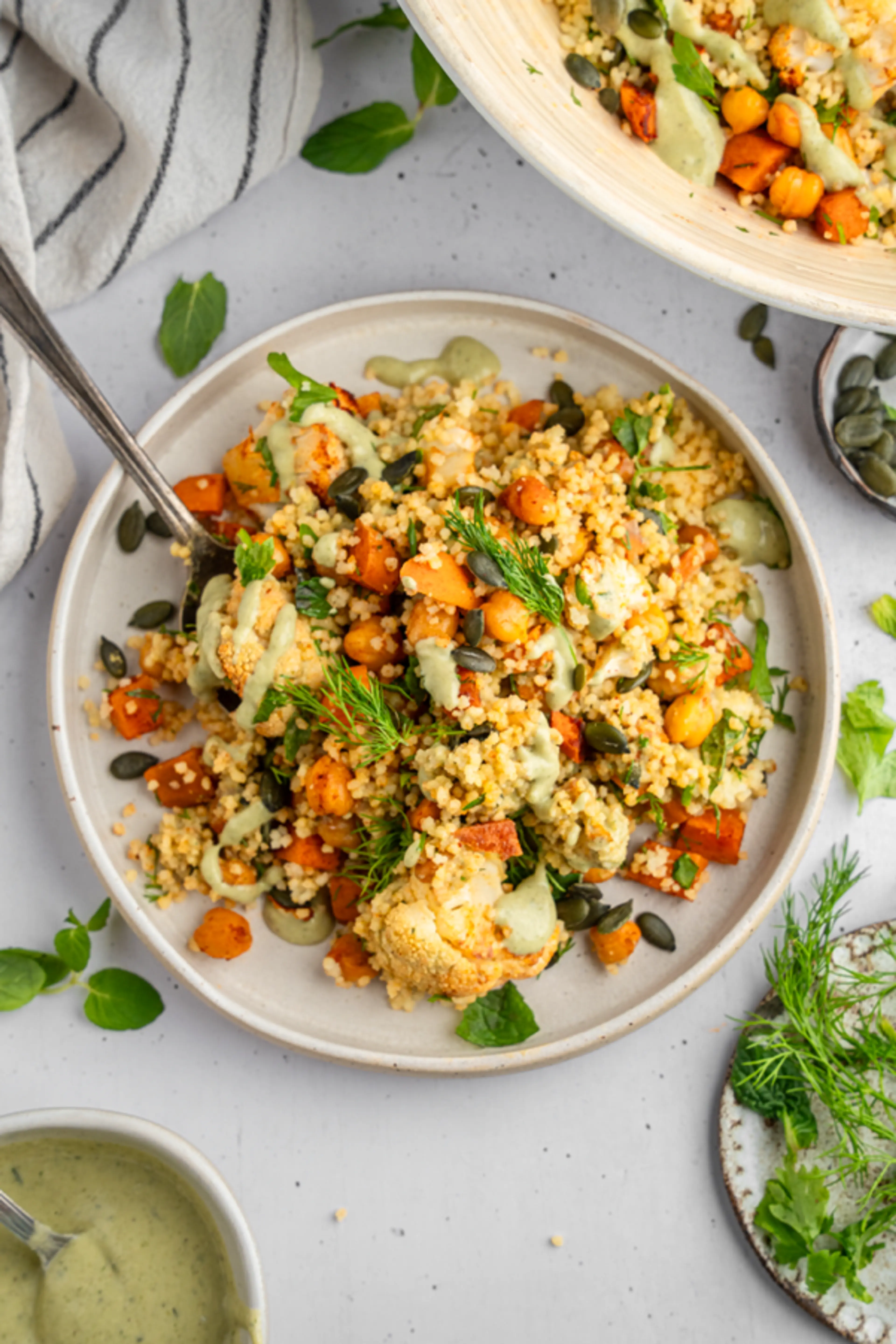 Cauliflower Sweet Potato Couscous Salad