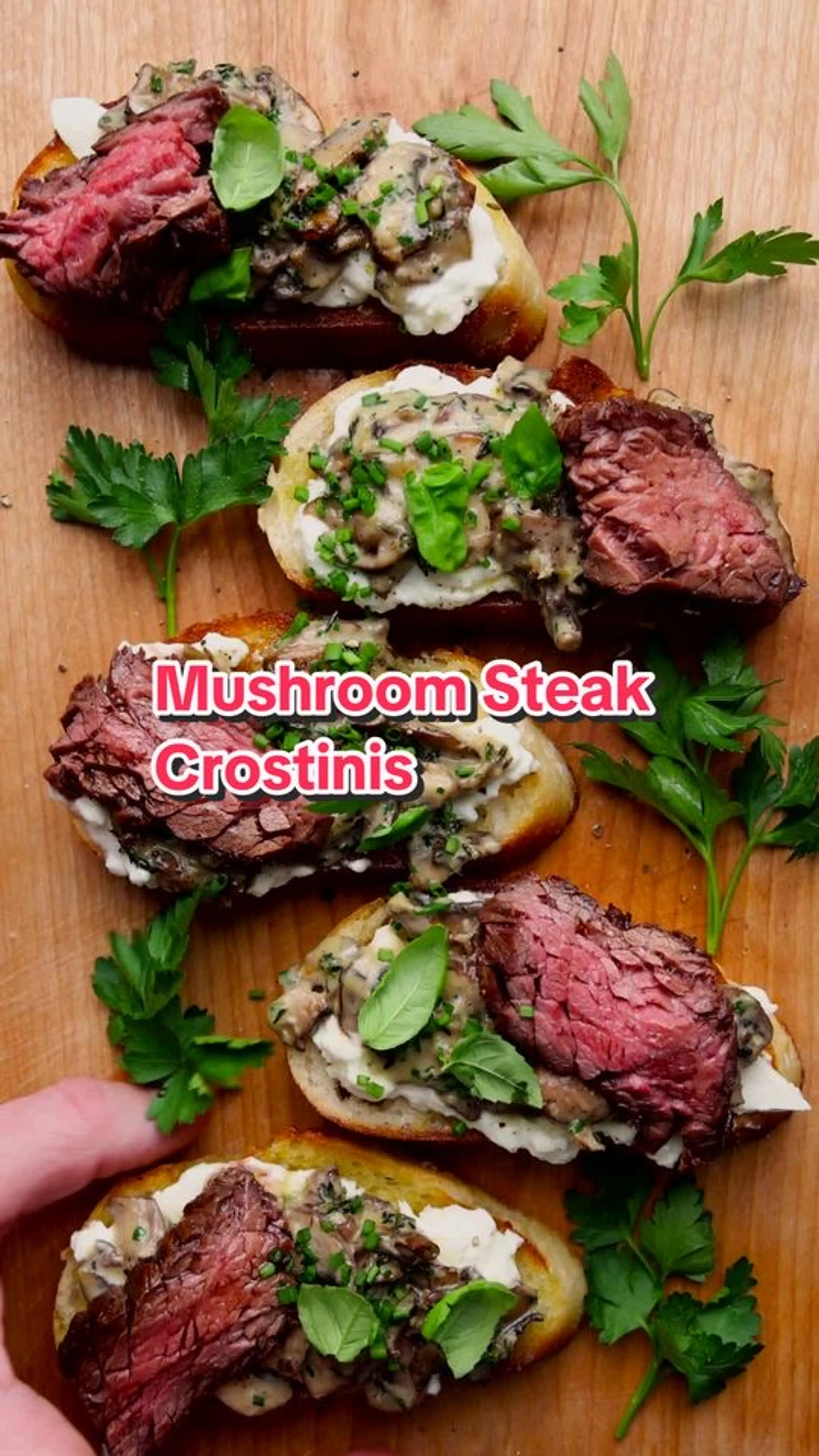 Weekend Cravings = Steak, Mushroom, & Burrata Crostinis. Yes
