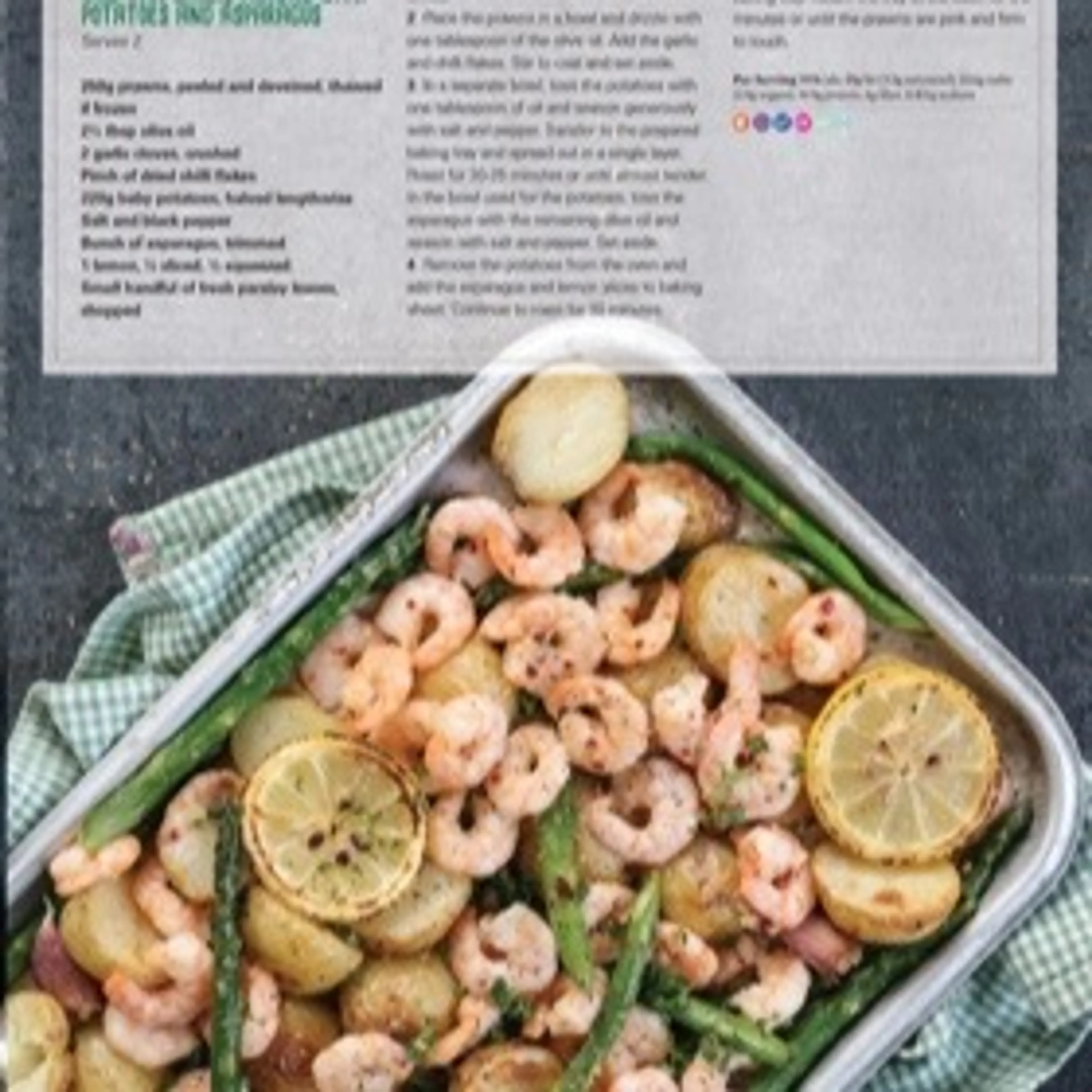 ONE-PAN PRAWNS WITH POTATOES AND ASPARAGUS
