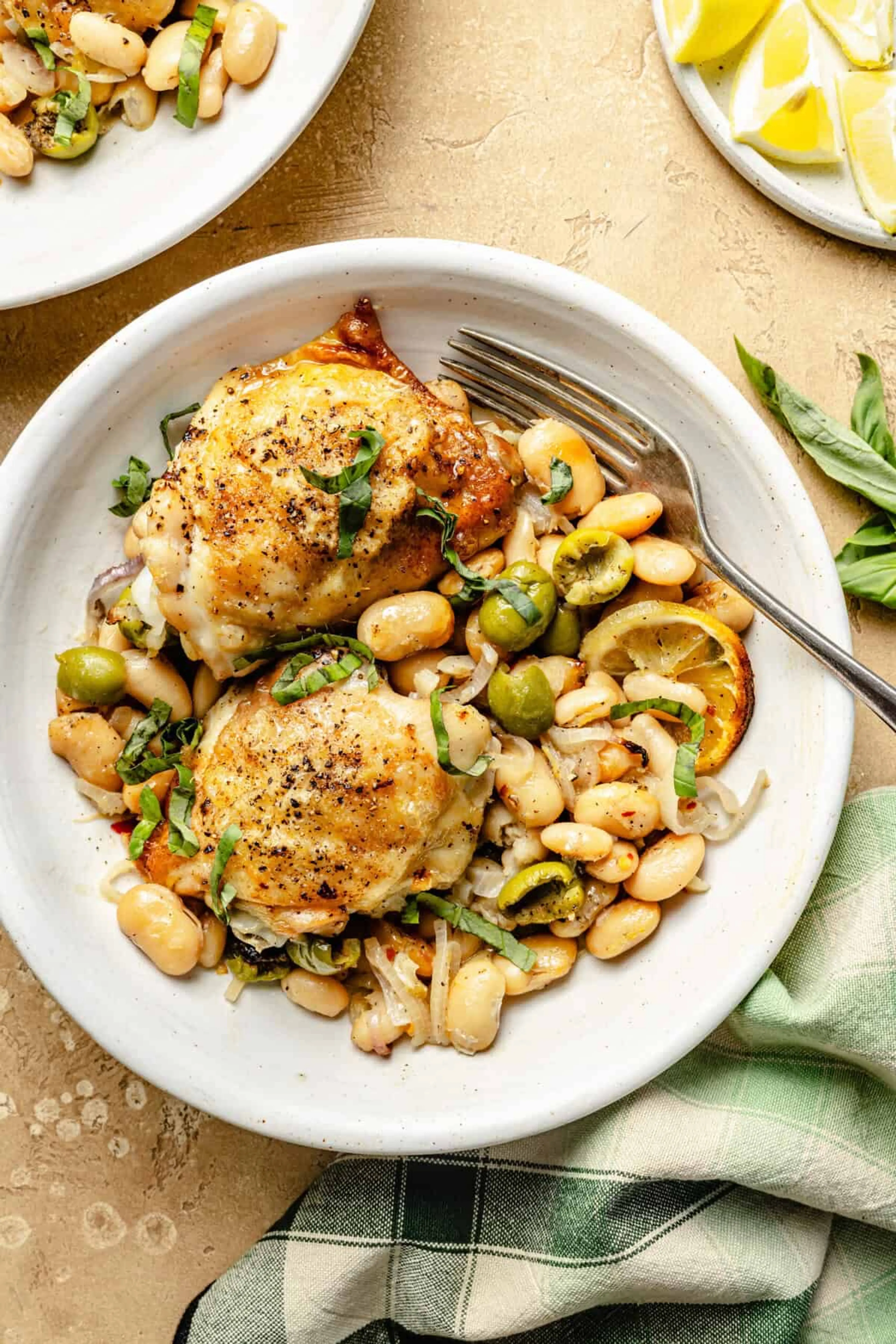 One-Pan Roasted Chicken with Lemony White Beans