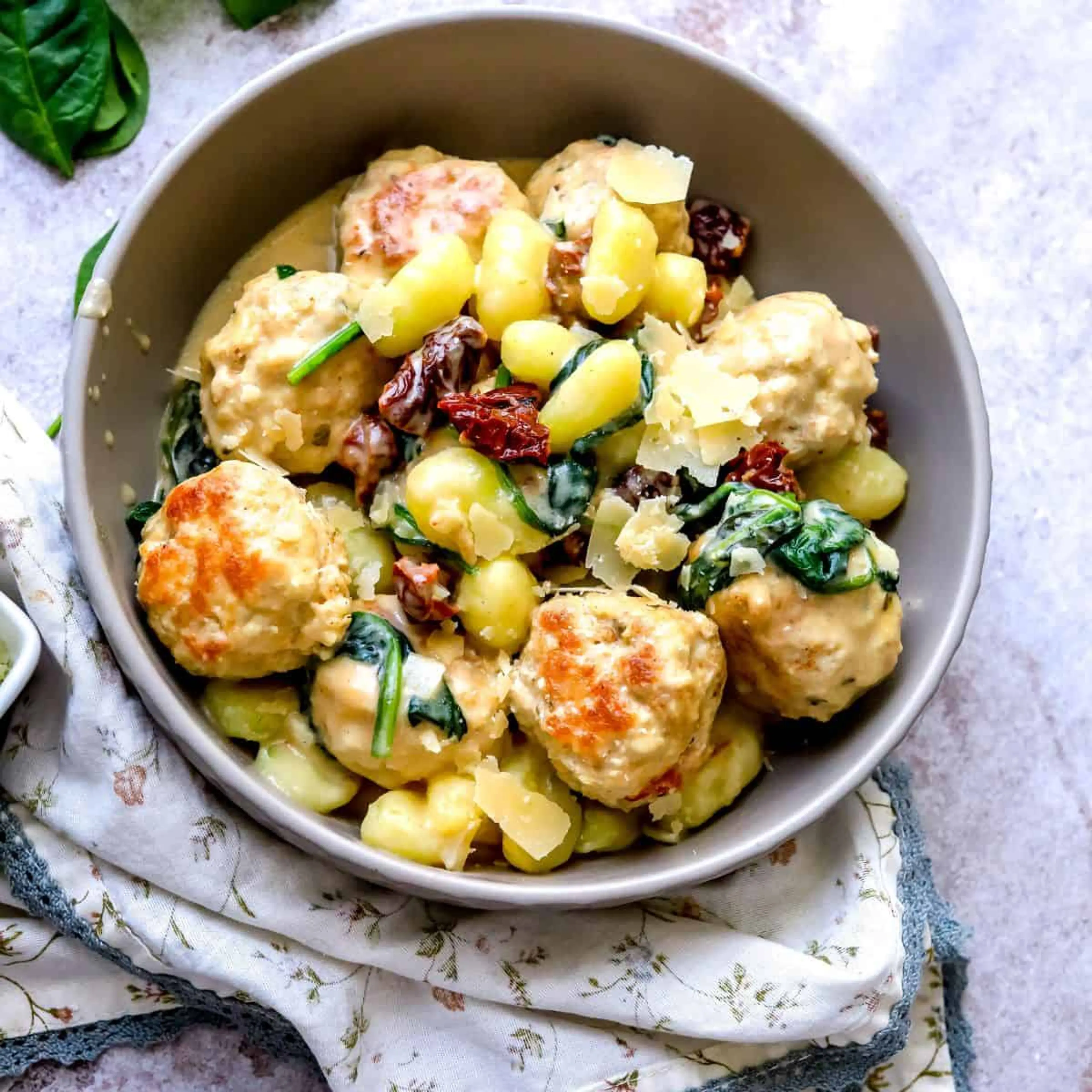 Slow Cooker Tuscan Chicken Meatballs with Gnocchi