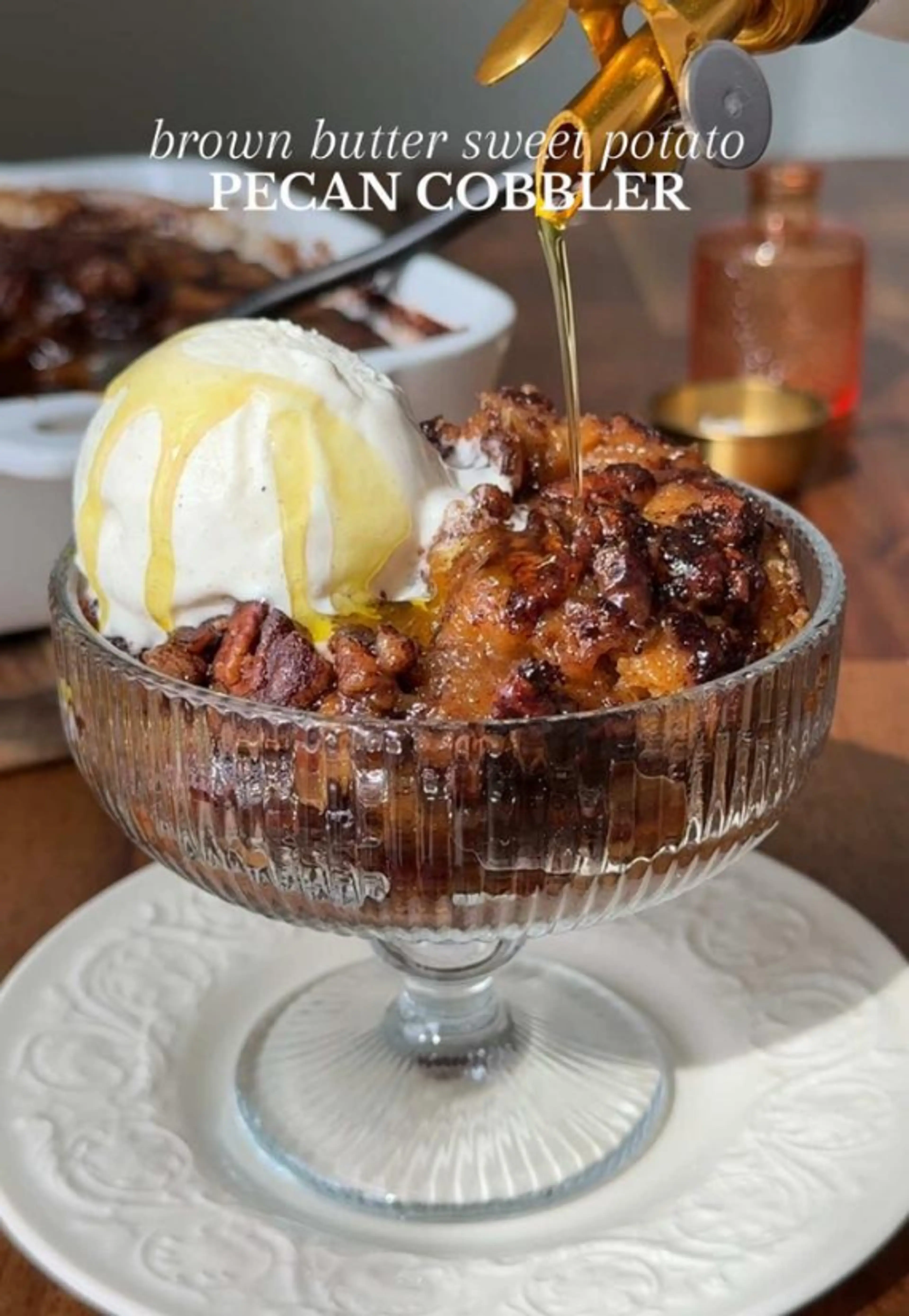 Brown Butter Sweet Potato Pecan Cobbler