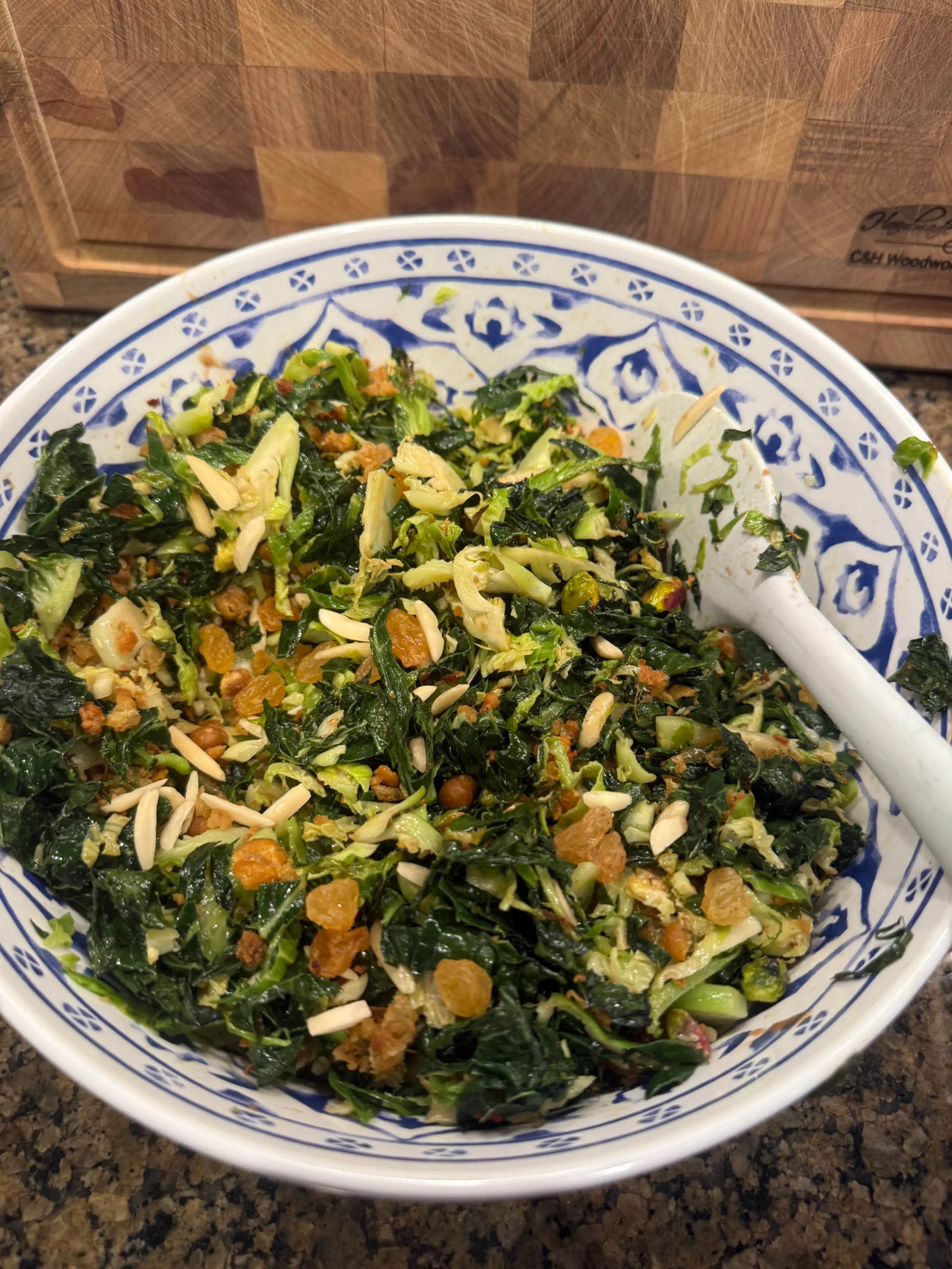 Kale & Brussels Salad With Crispy Chickpeas