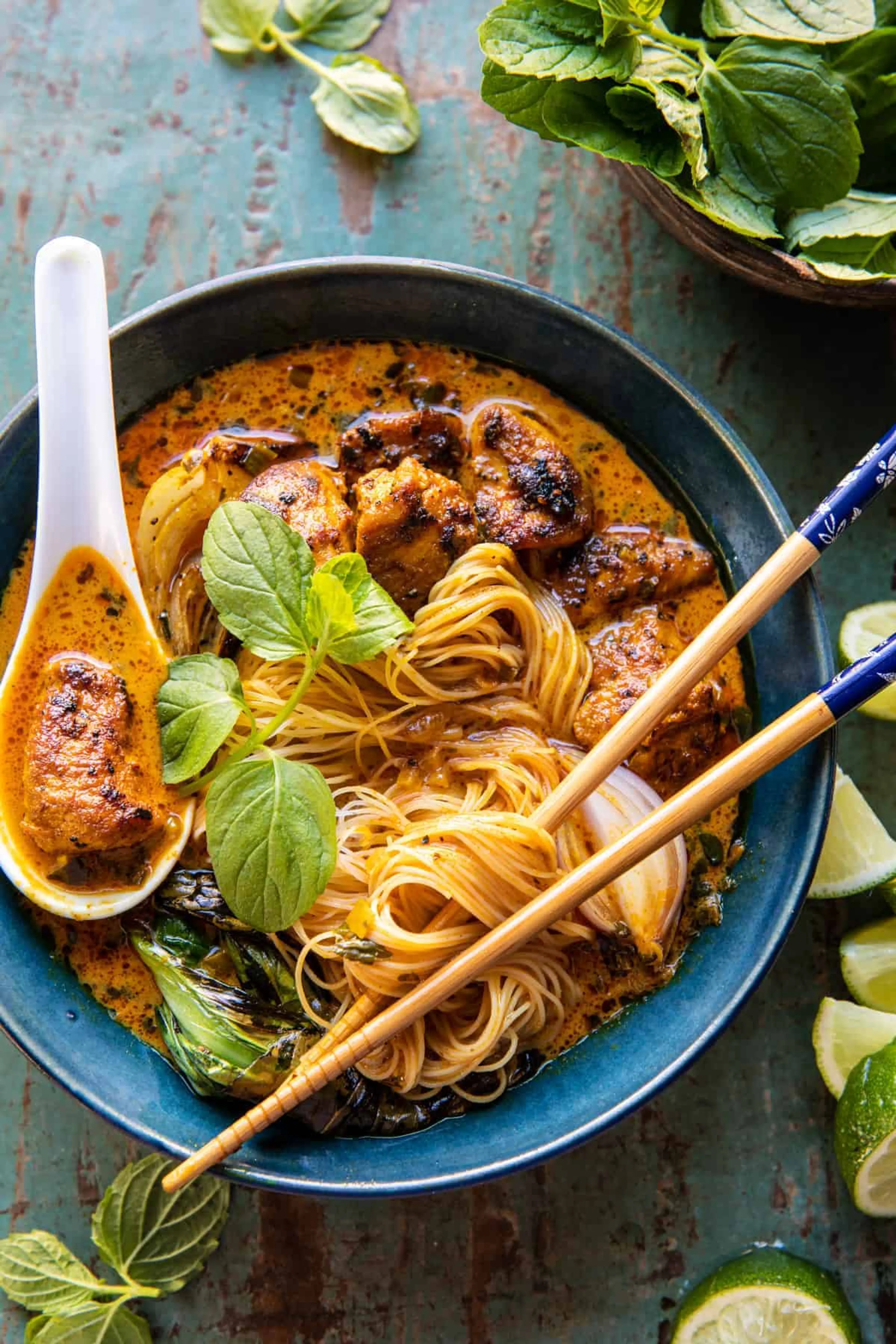 30 Minute Creamy Thai Turmeric Chicken and Noodles.