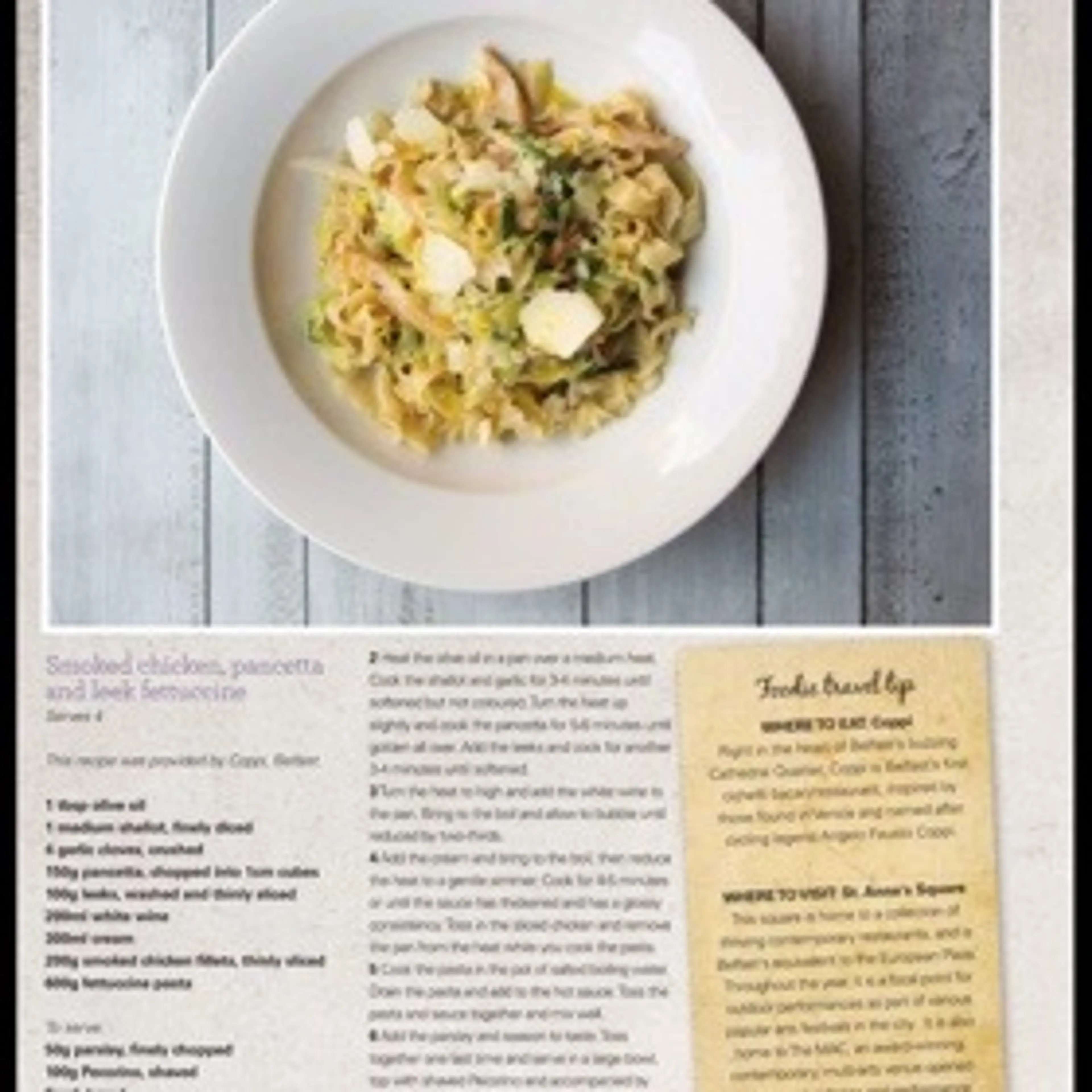 Smoked chicken, pancetta and leek fettuccine
