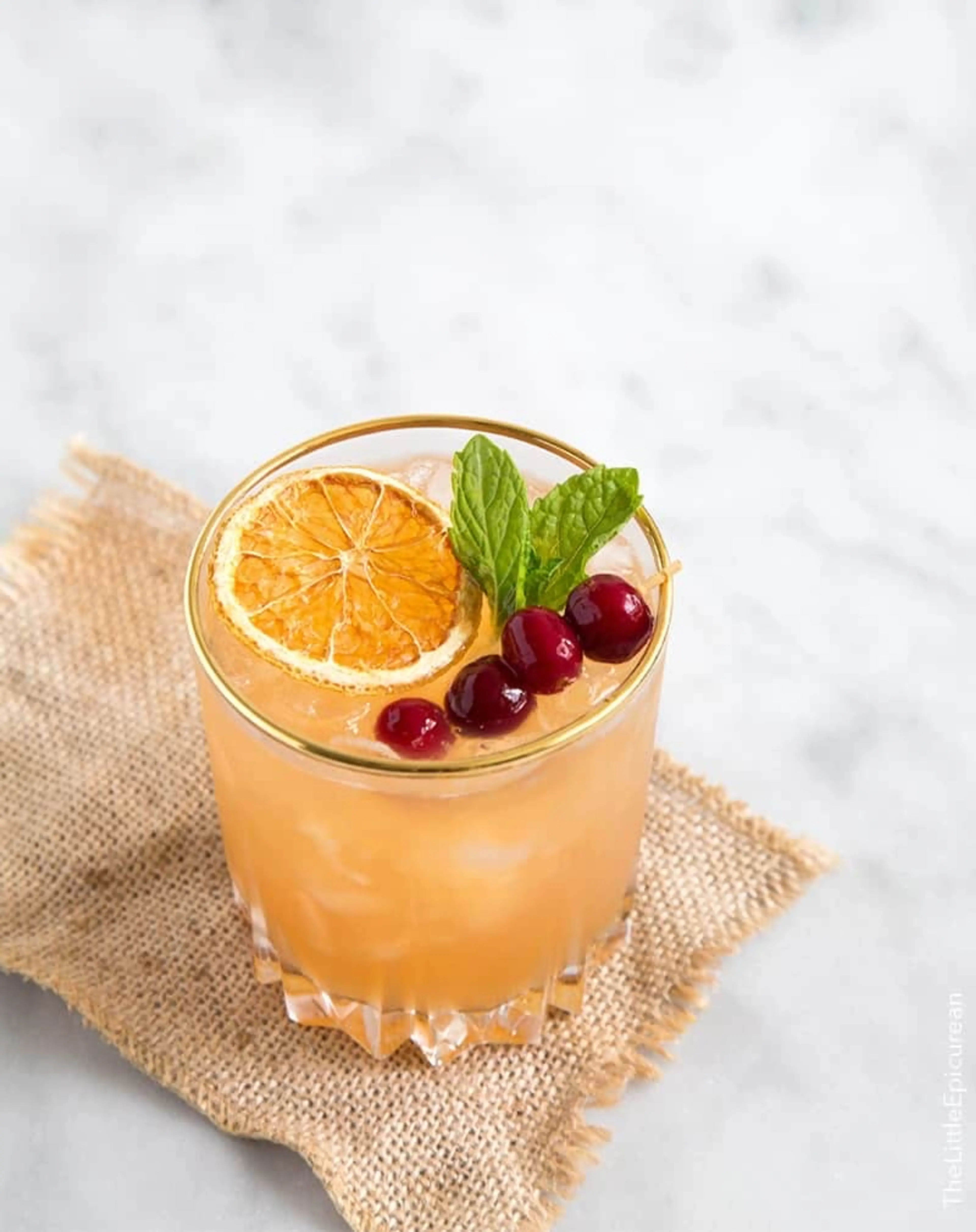 Cranberry Orange Bourbon with Brandied Cranberries