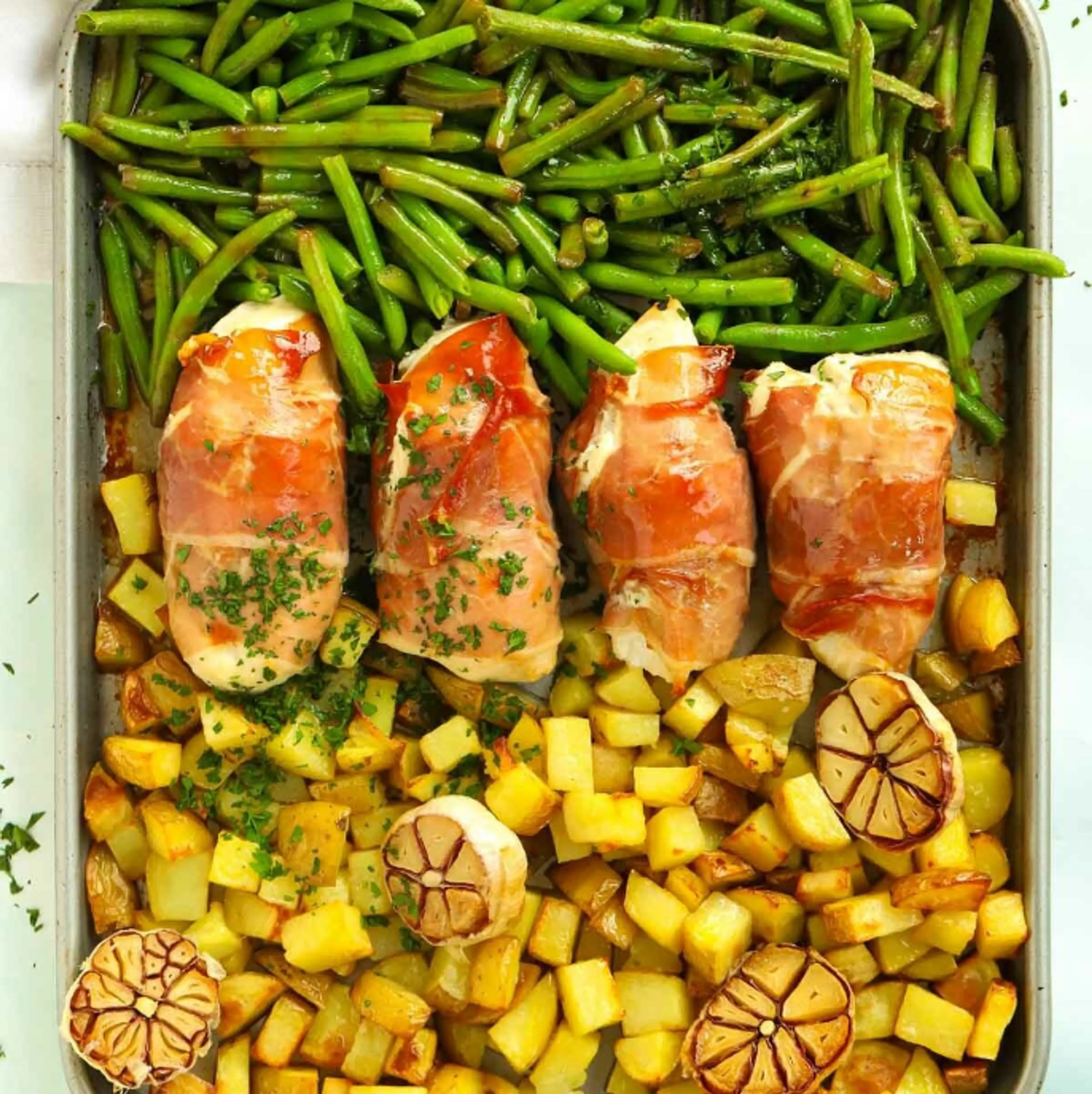 Bacon Wrapped Chicken {One Pan Meal}