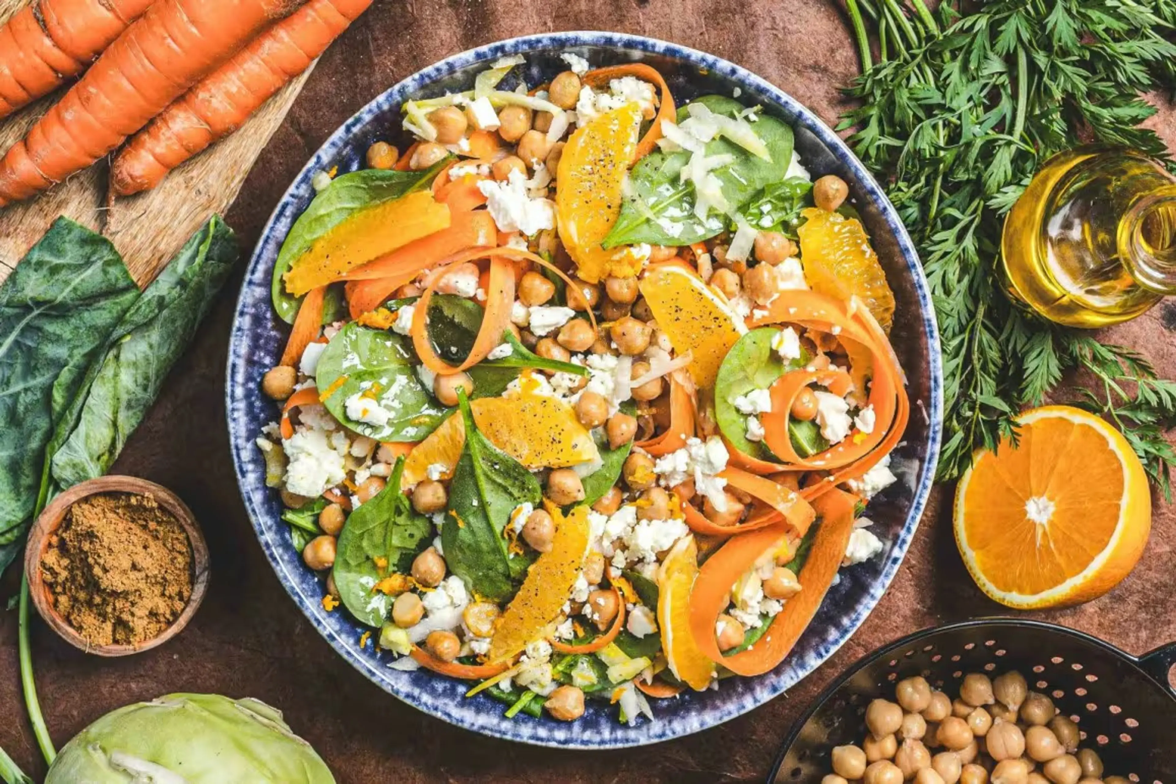 Salade de pois chiches chou-rave et vinaigrette à l'orange