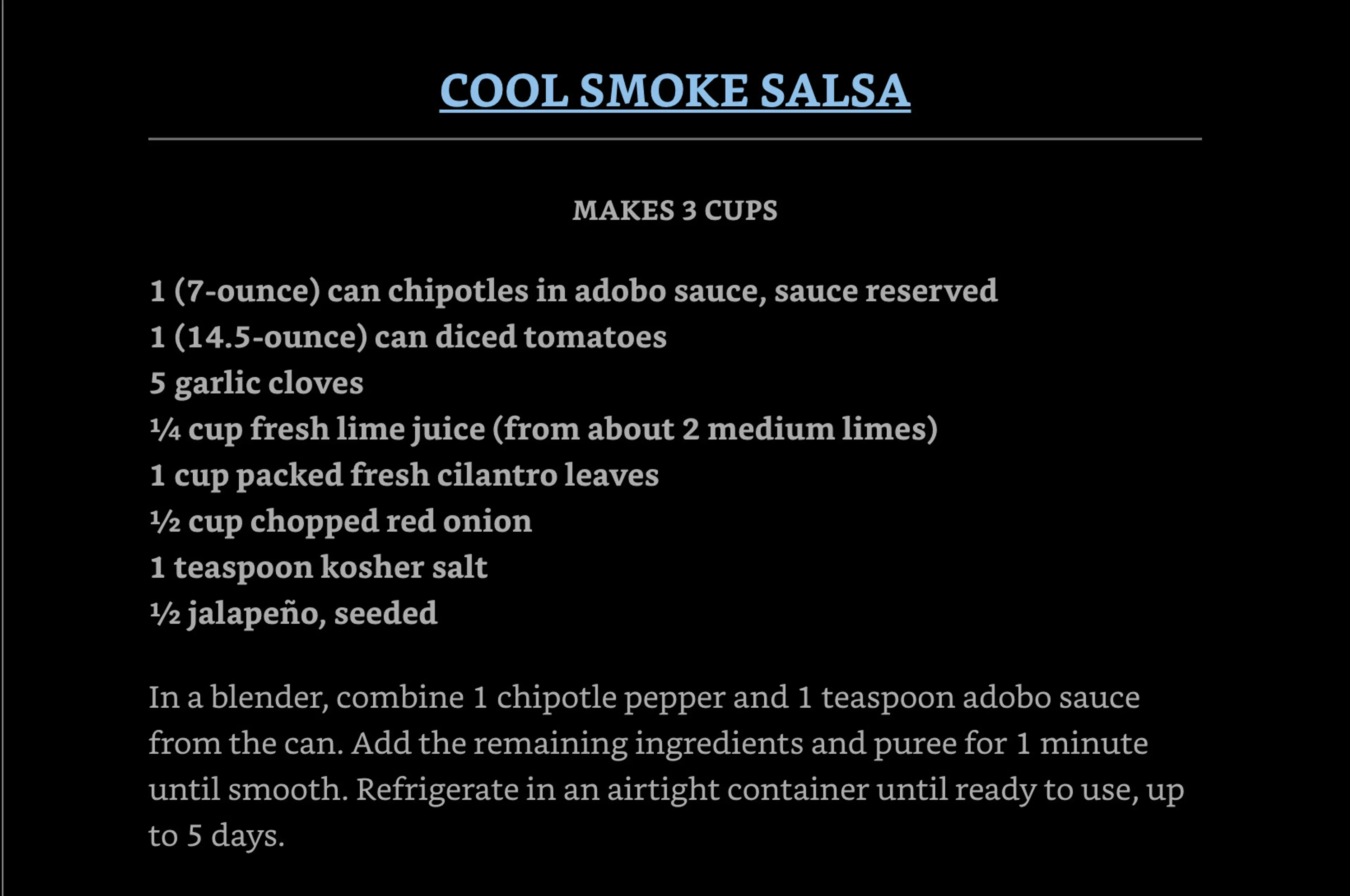 Cool Smoke Salsa