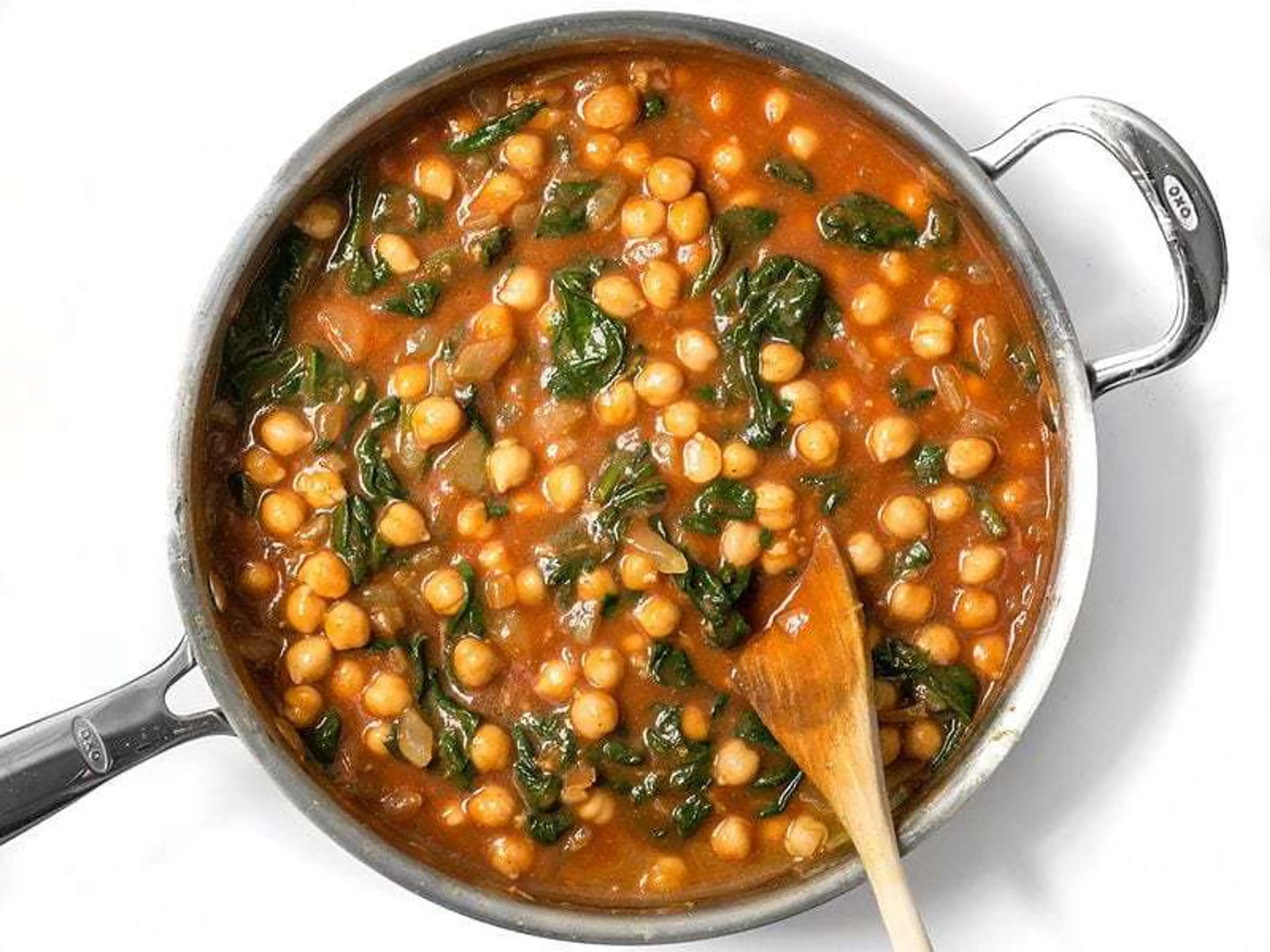 Curried Chickpeas with Spinach