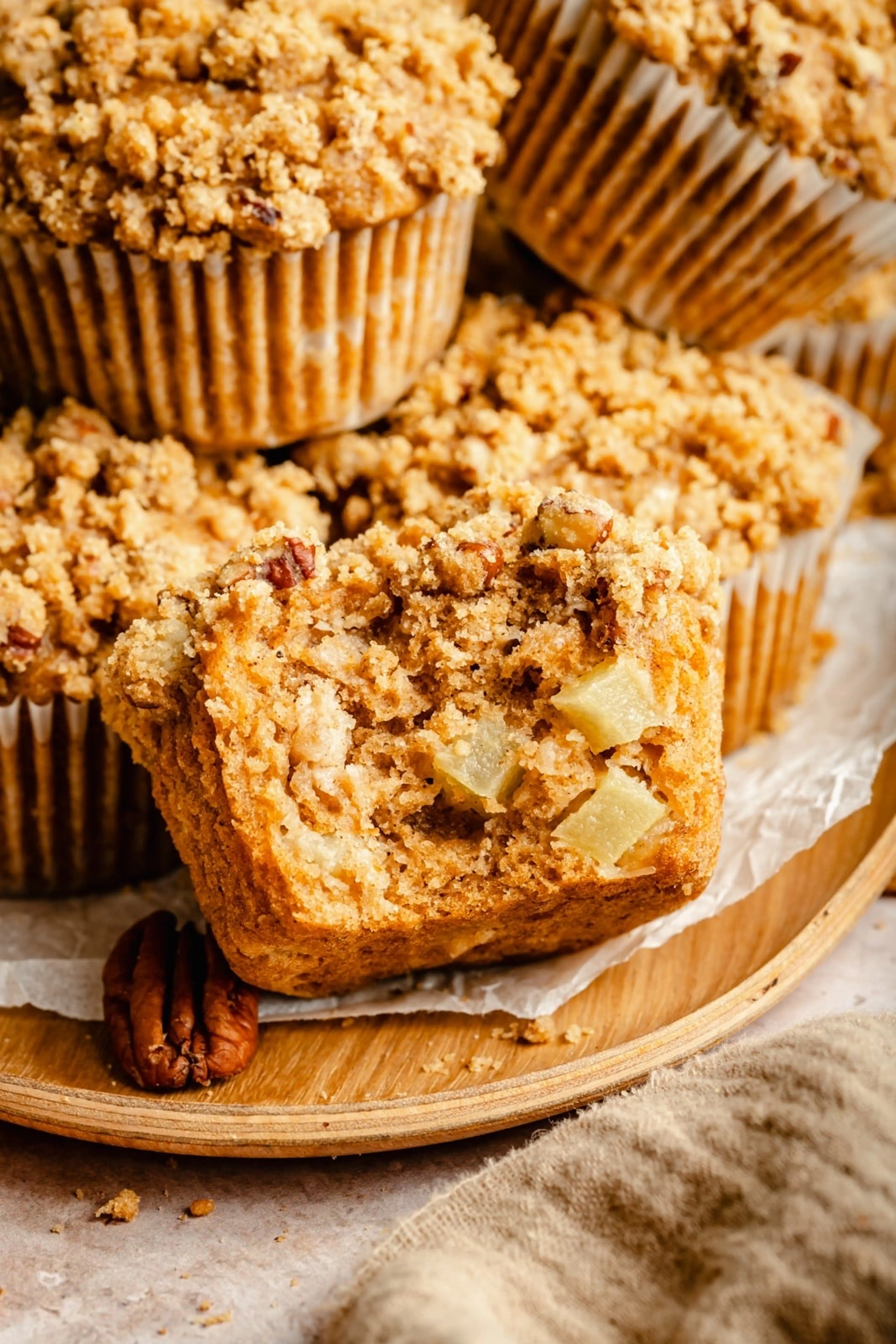 Brown Butter Apple Muffins with Cinnamon Pecan Streusel