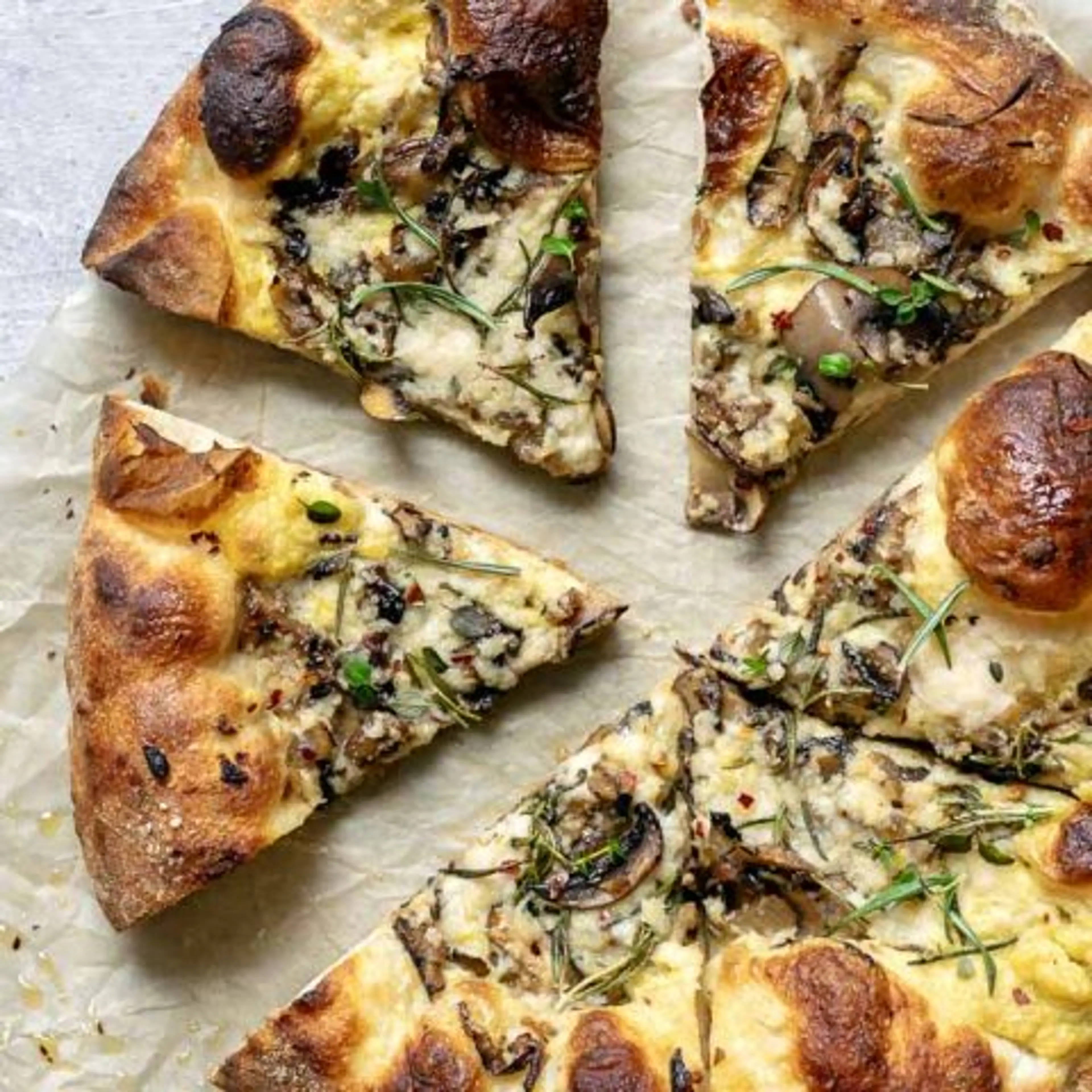 Vegan Caramelized Mushroom Pizza