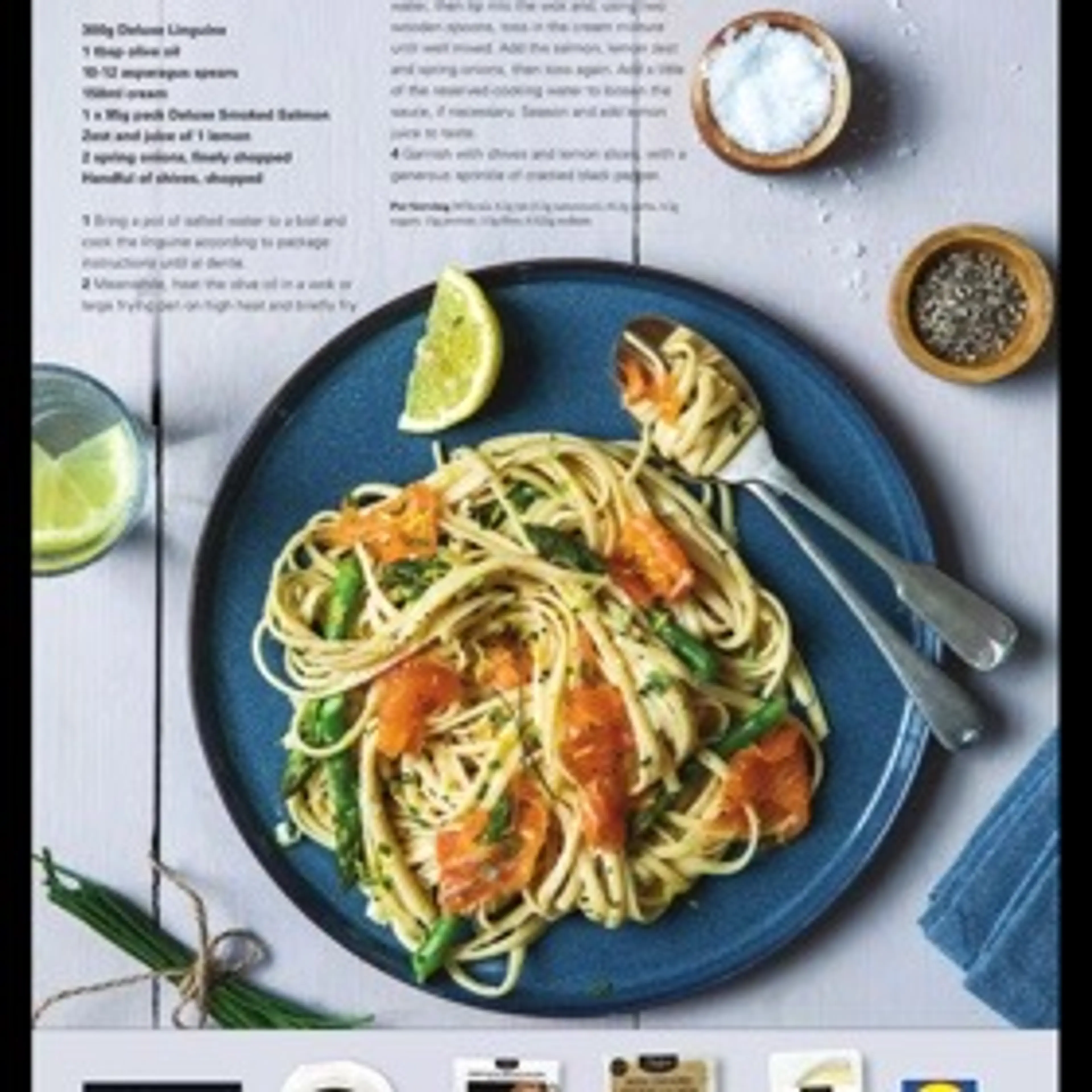 Smoked salmon and asparagus linguine with lemon cream