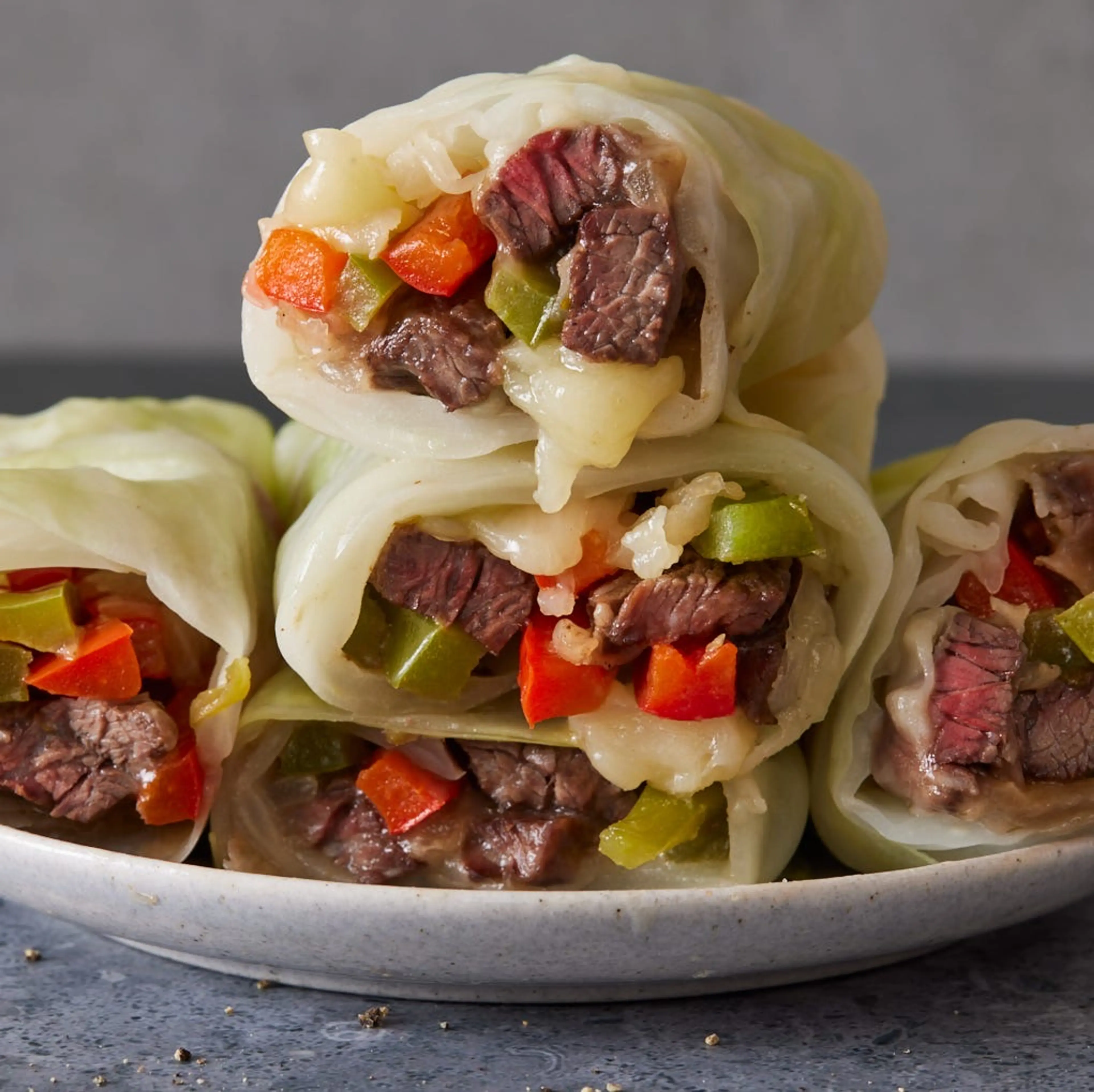 Philly Cheesesteak Cabbage Wraps