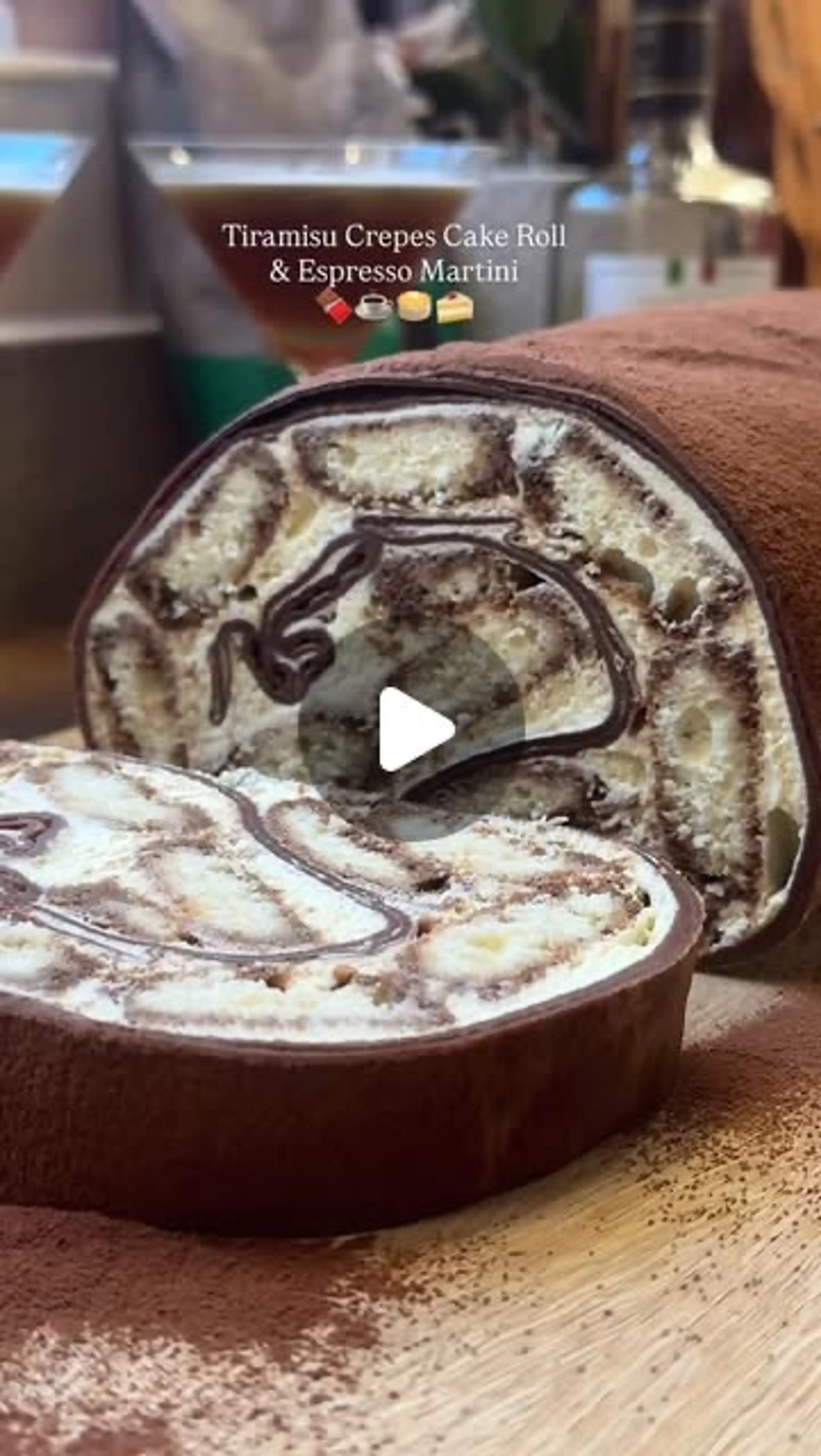 Tiramisu Crêpe Cake Roll & Espresso Martini