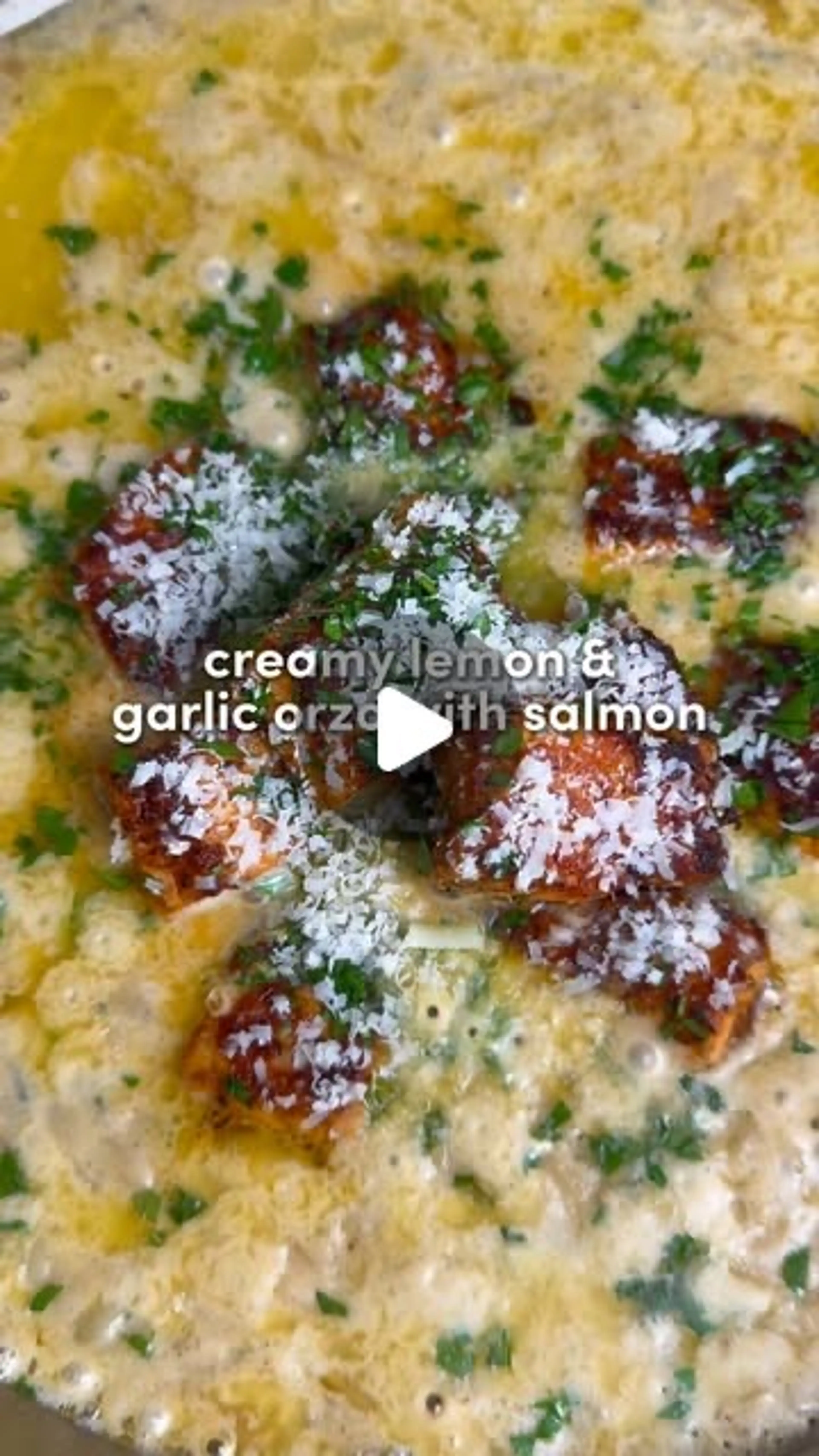 One-pan Creamy Lemon & Garlic Salmon Orzo