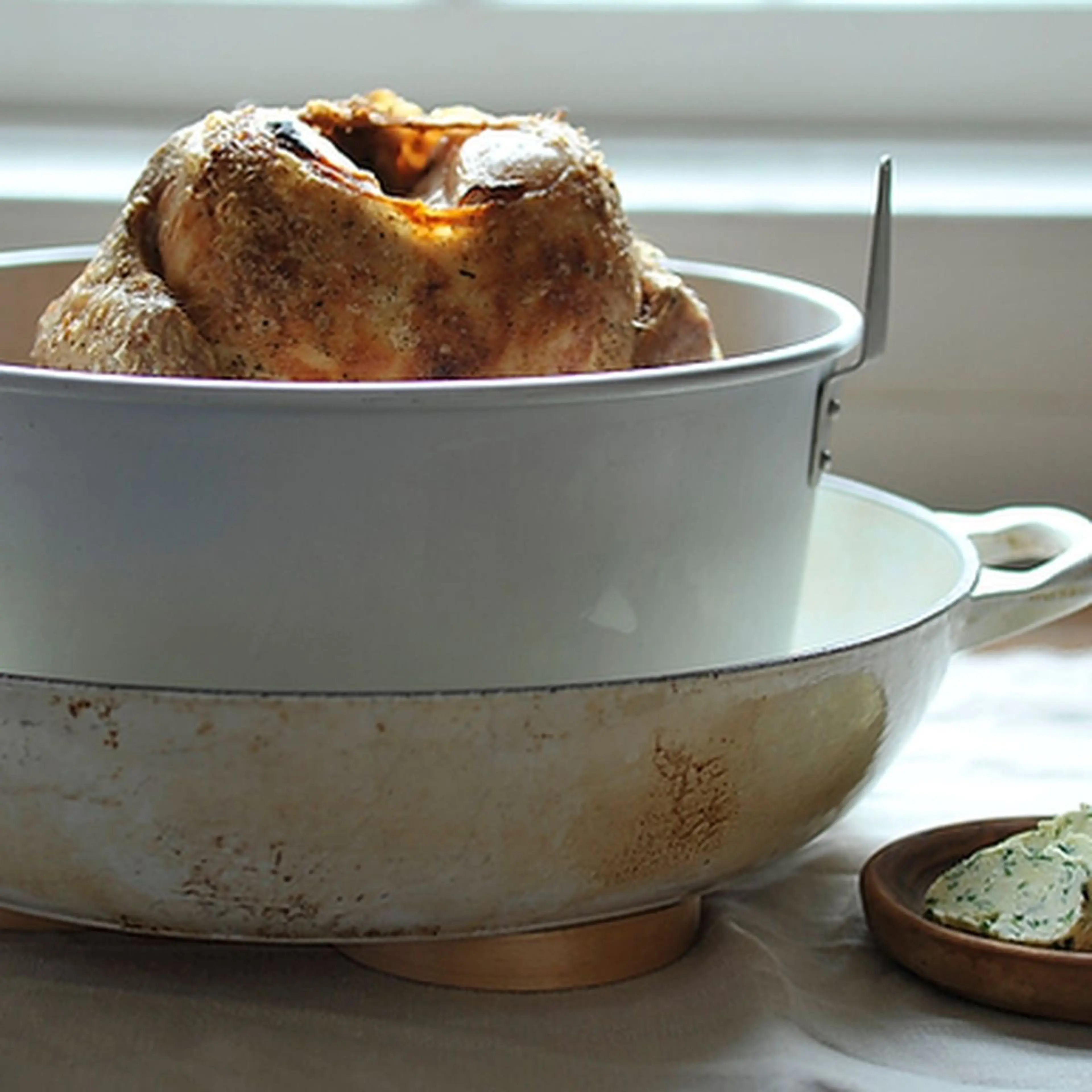 Wishbone Roast Chicken with Herb Butter