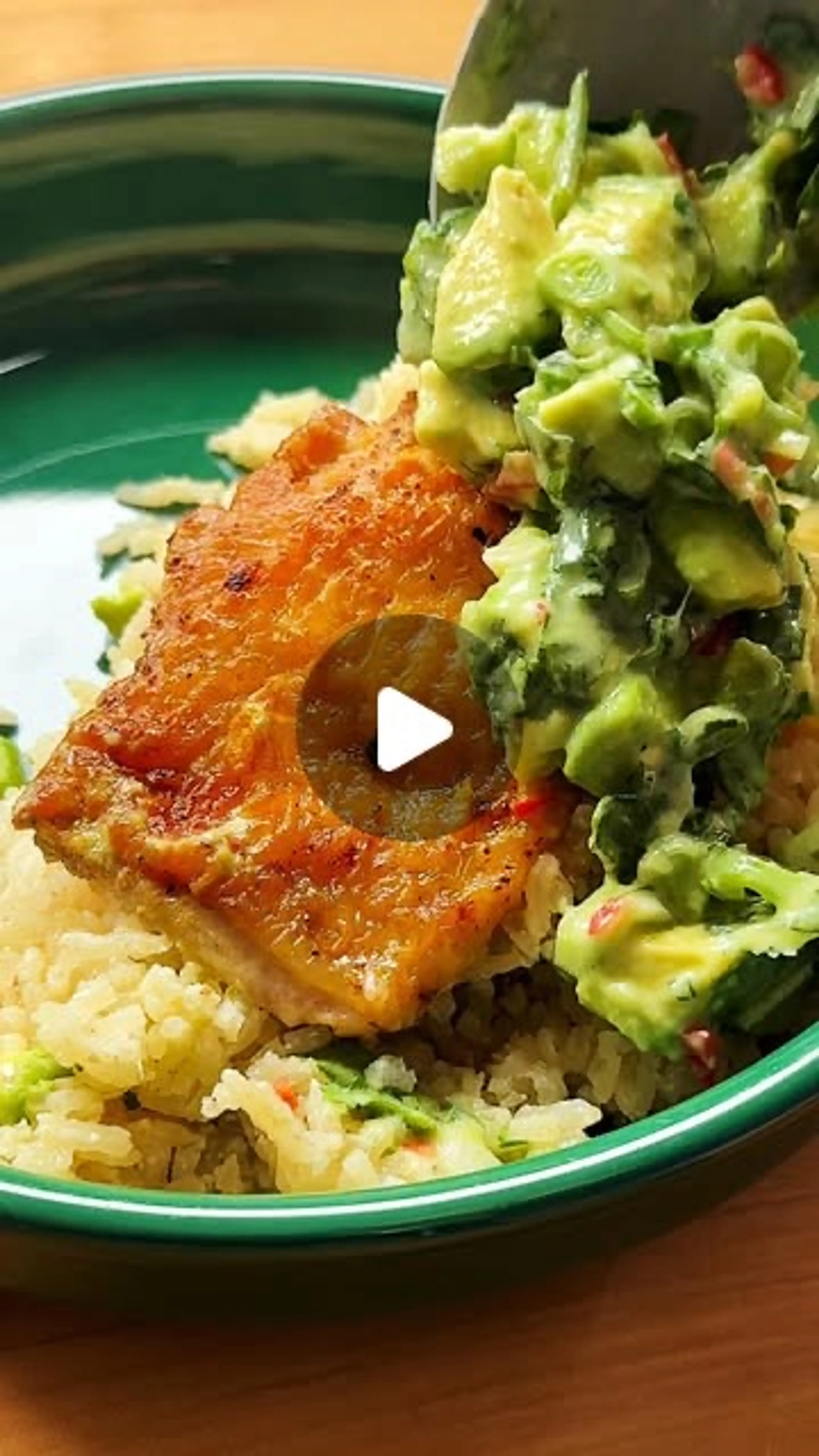 One Pan Coconut Lime Chicken and Rice with Avocado Salsa — a