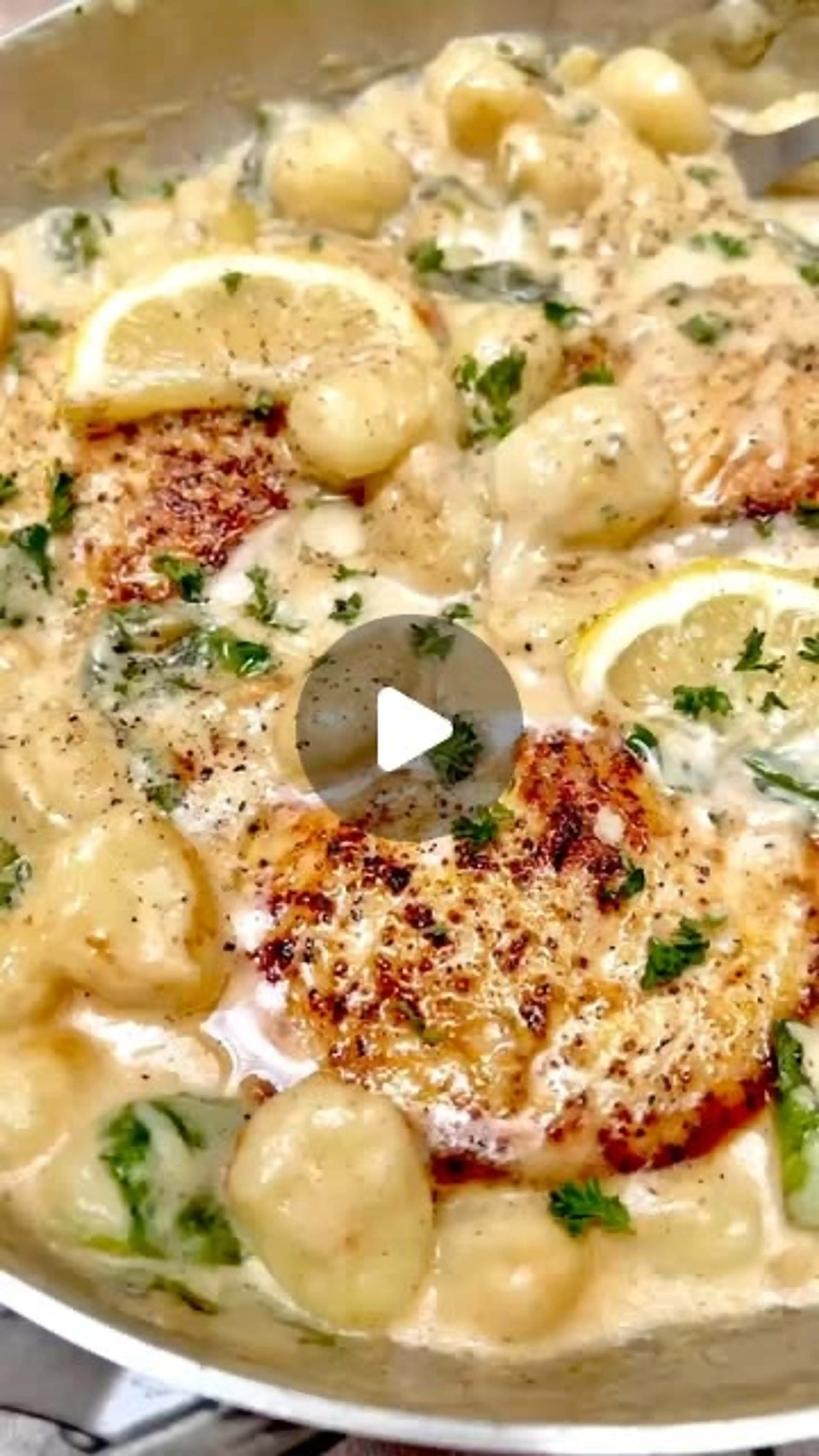 One Pan Creamy Lemon Garlic Chicken Gnocchi