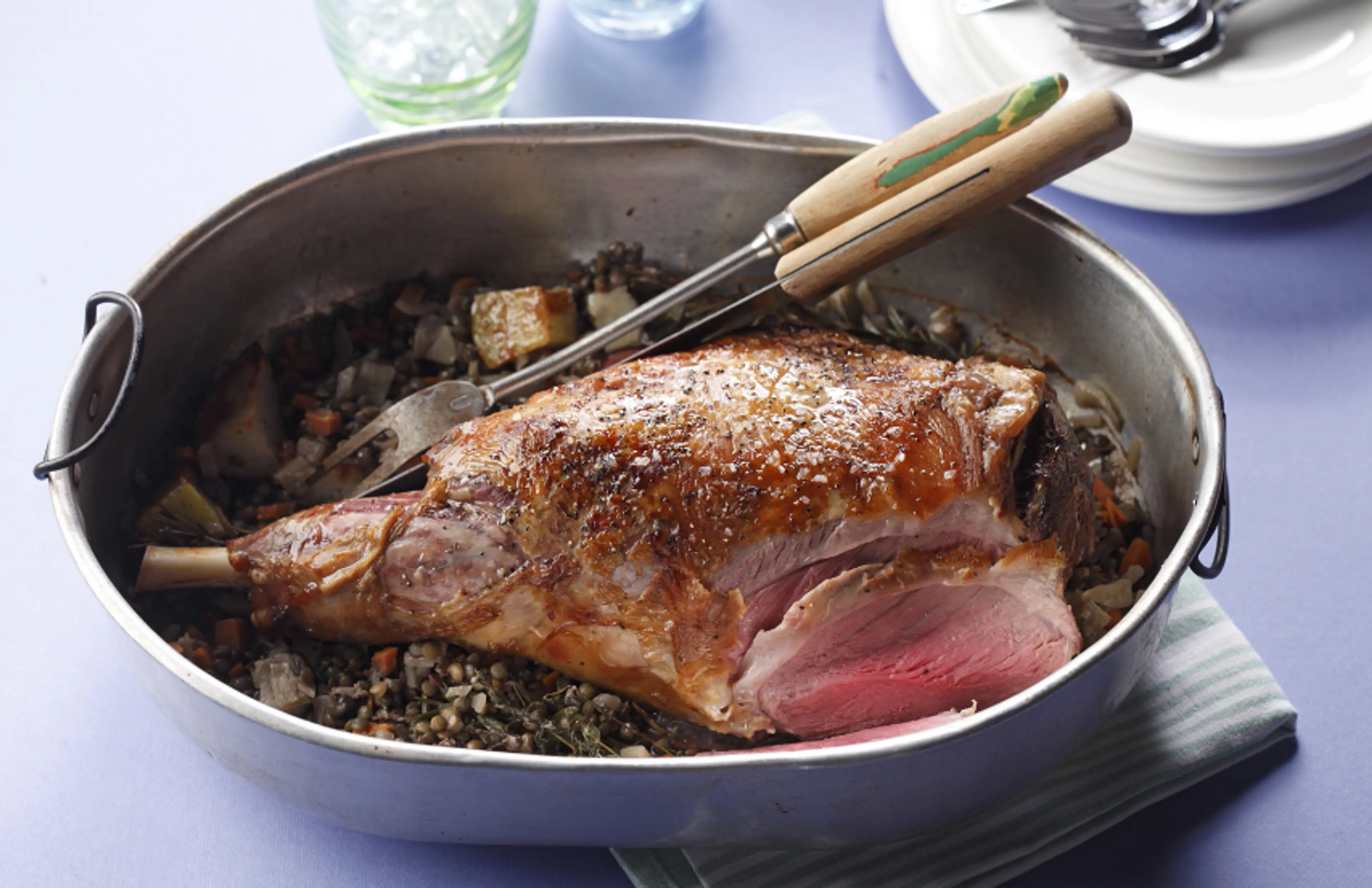 Slow-Cooked Lamb with Lentils, Garlic, & Rosemary