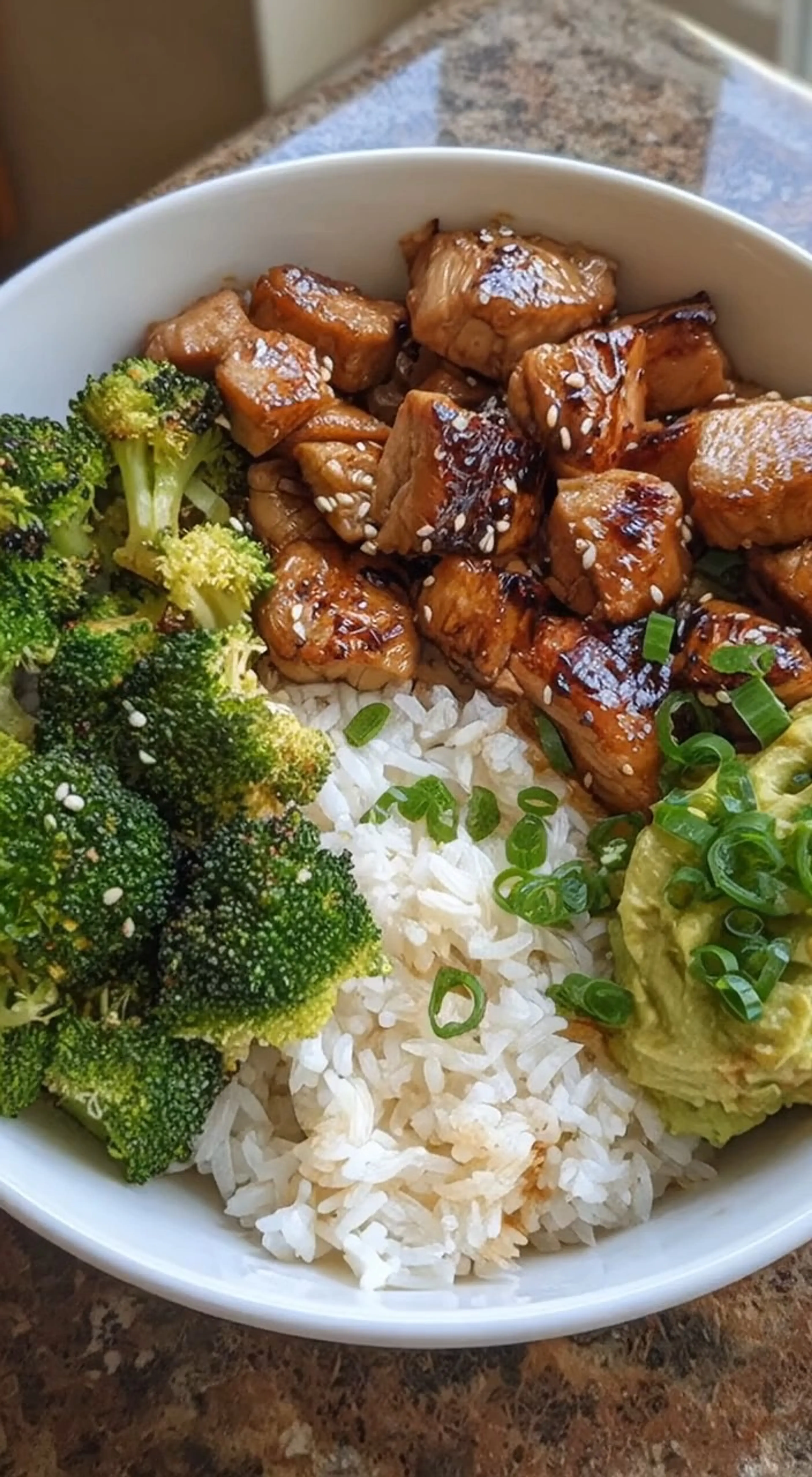 Sticky Teriyaki Chicken Bowl with Broccoli & Guacamole