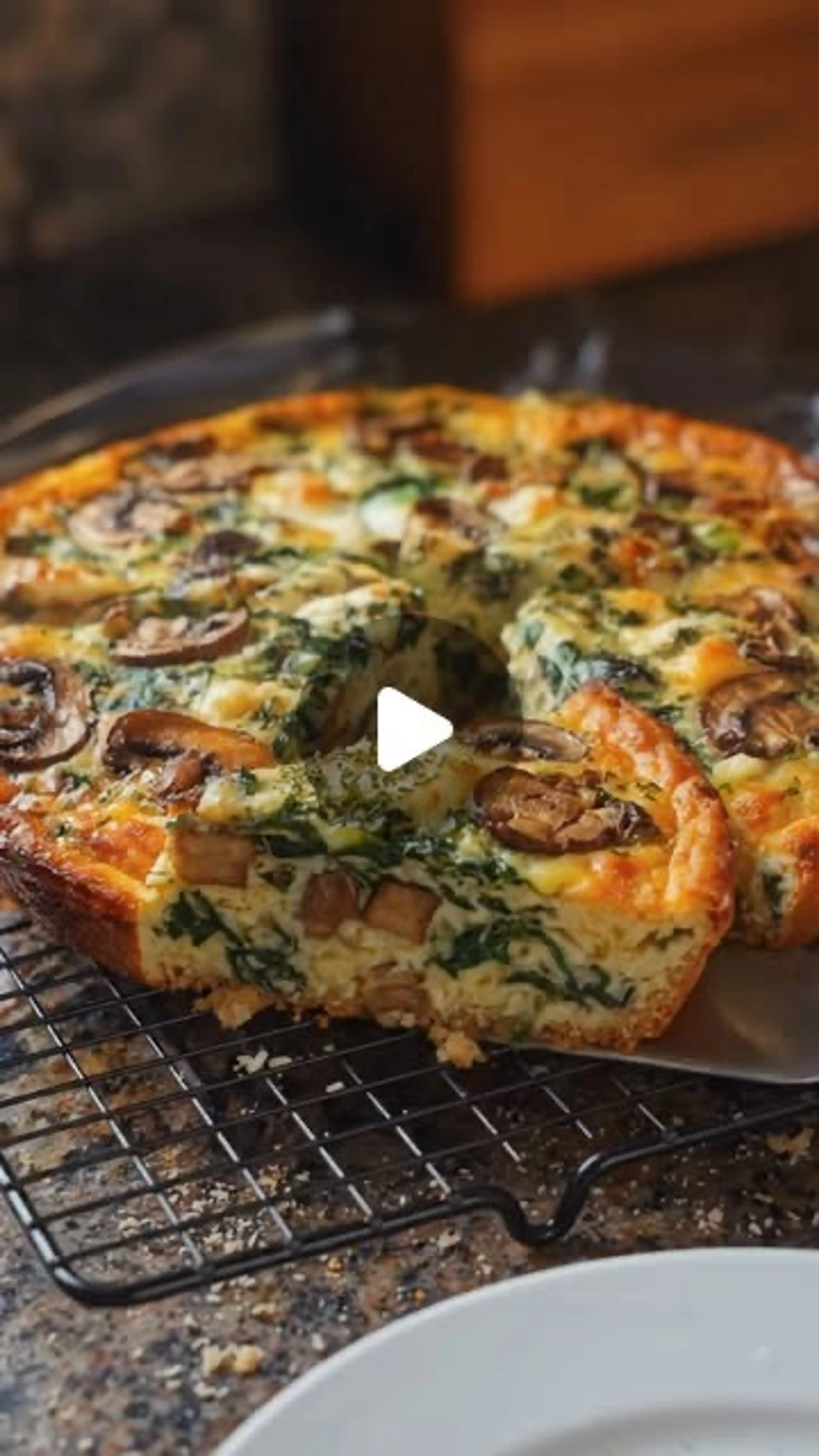 Quick Spinach & Mushroom Crustless Quiche
