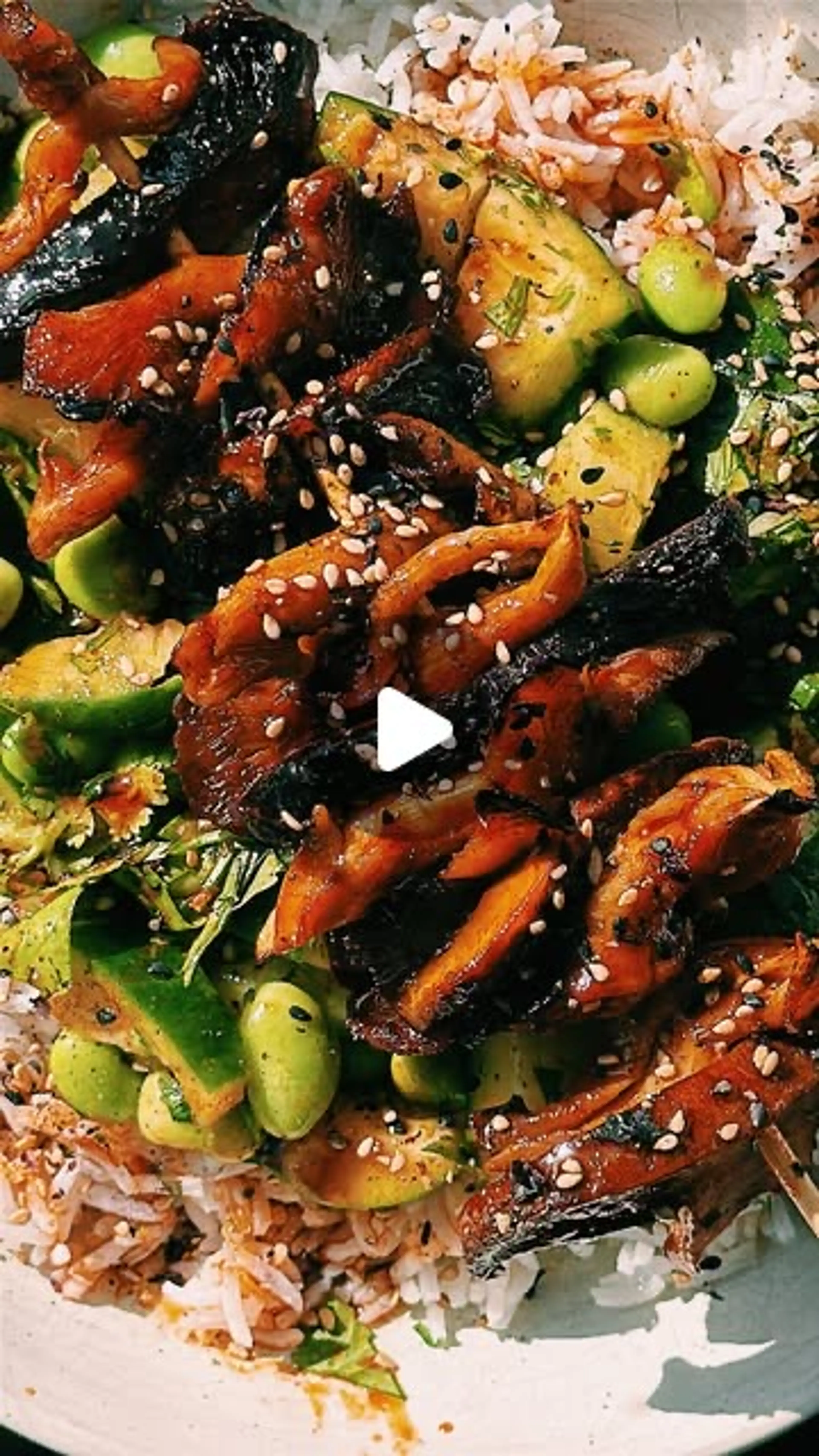 Gochujang Mushroom Skewer Bowl