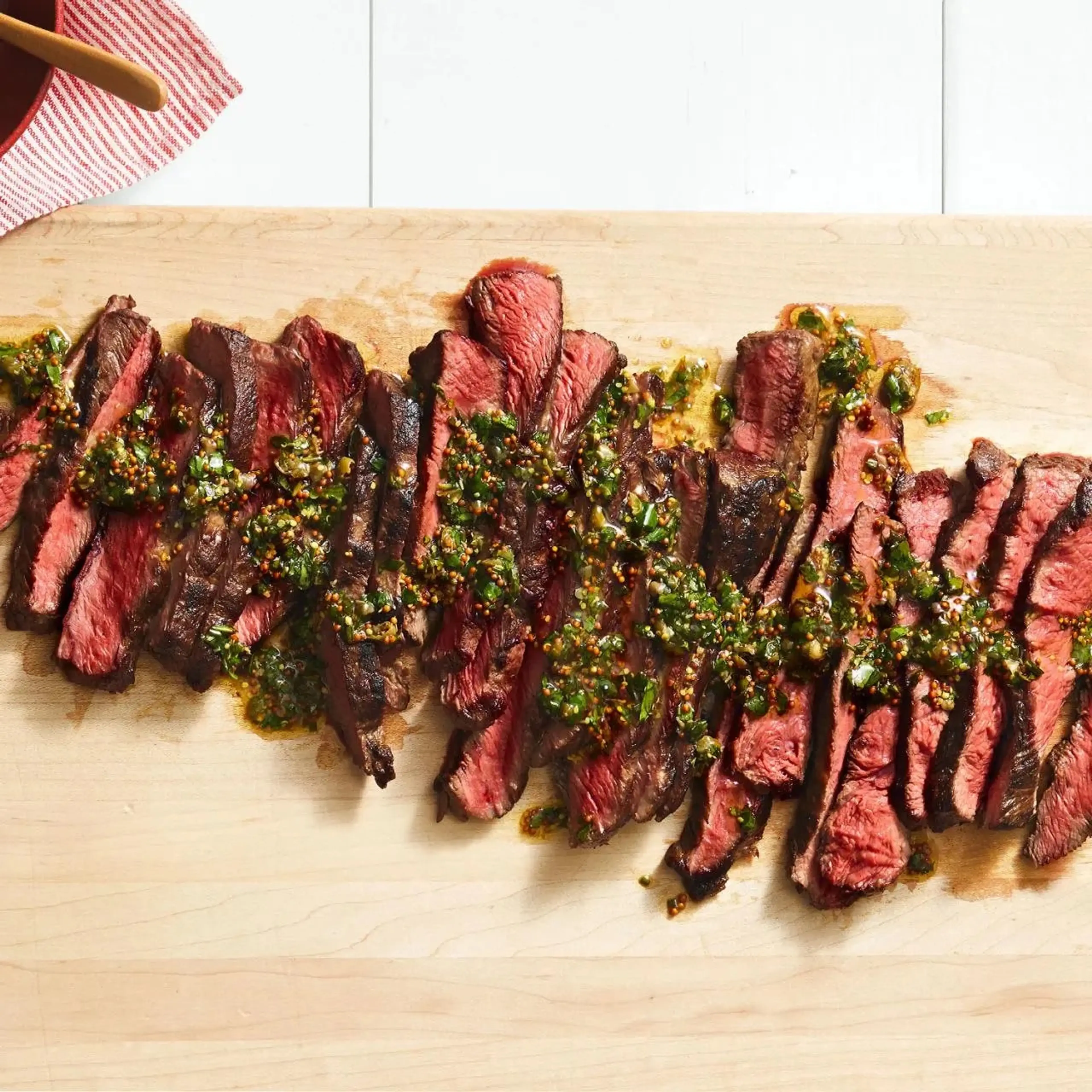 Grilled Flat-Iron Steaks with Herb-Caper Sauce